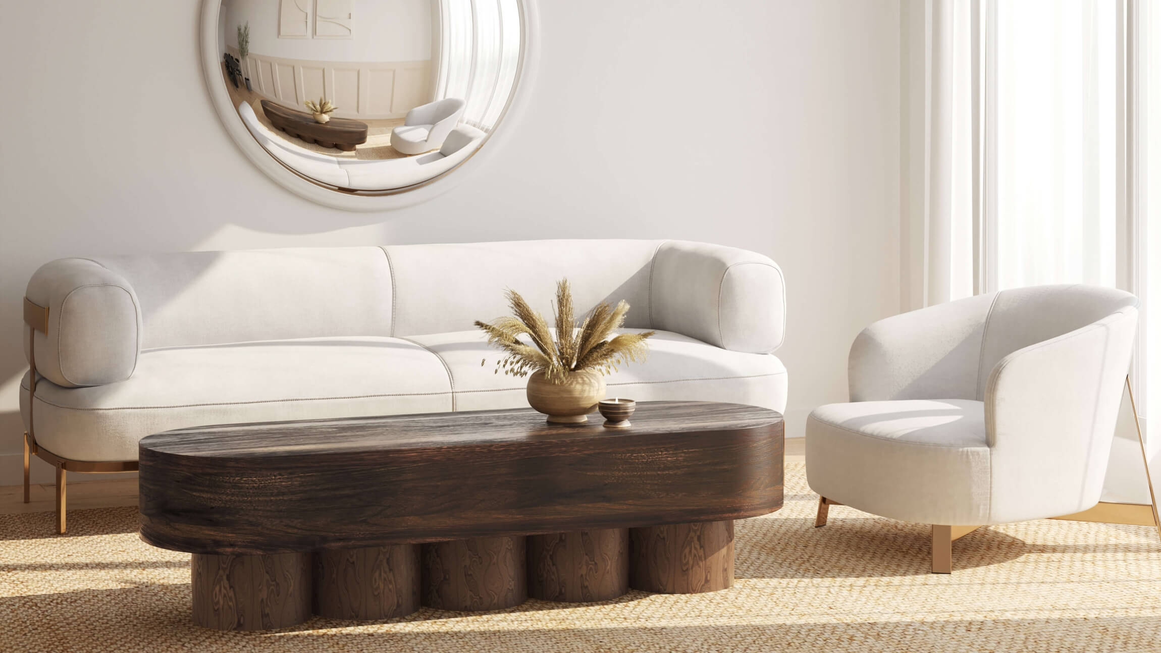3D Rendering of a Stylish Wooden Coffee Table