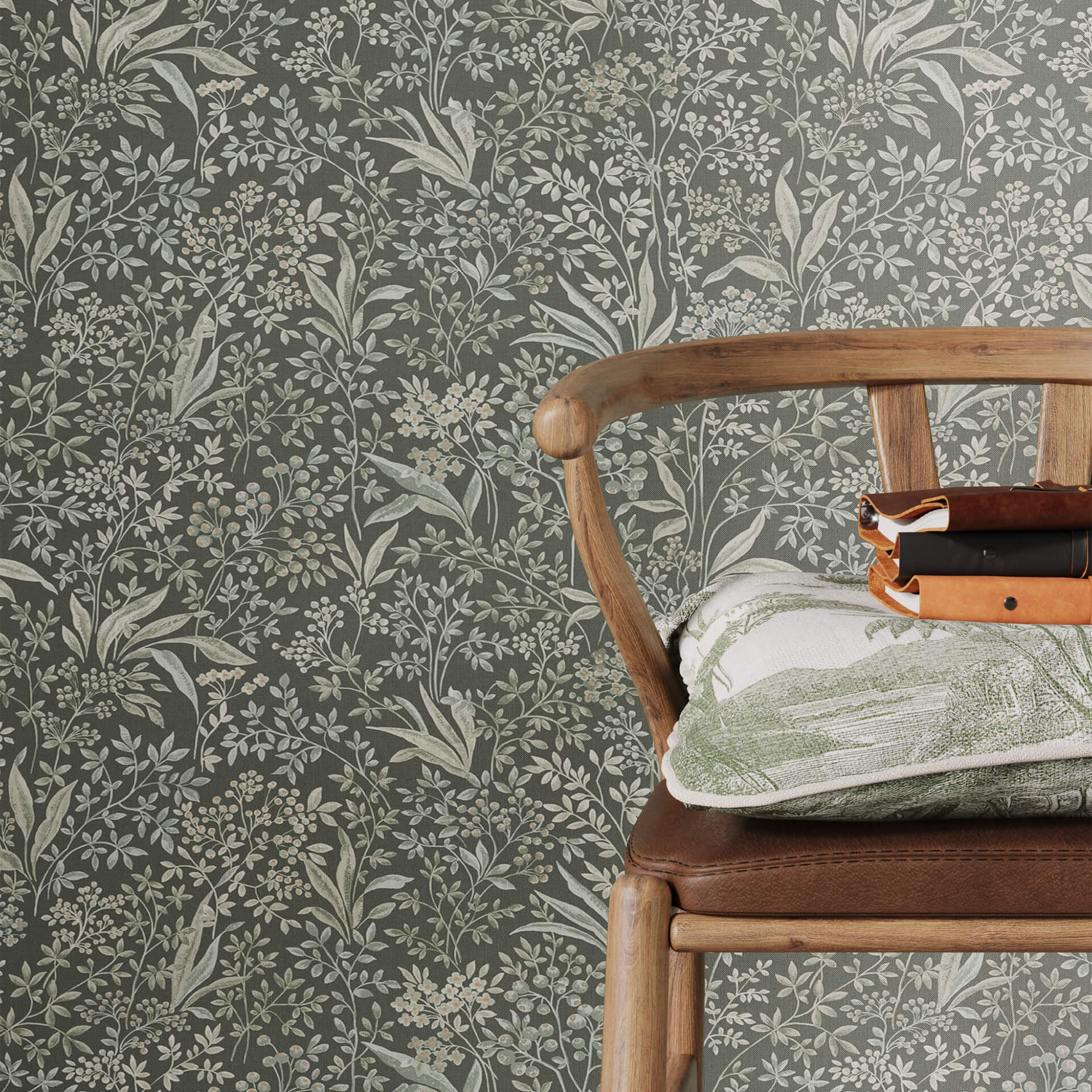 3D Rendering for Wallpaper with Botanic Print