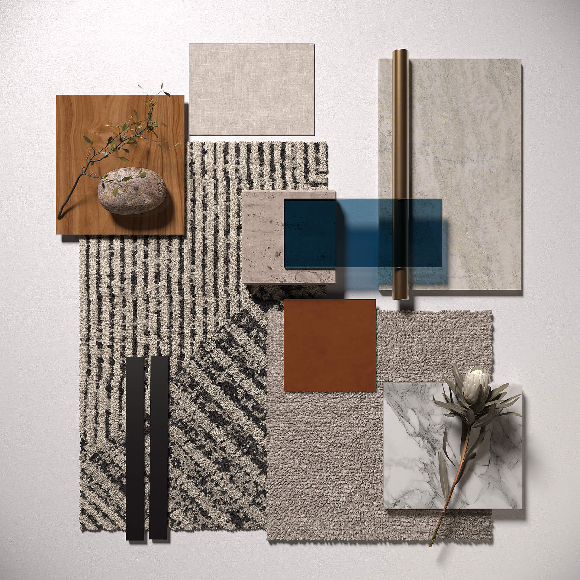Flat Lay 3D Visualization of Fabric Samples