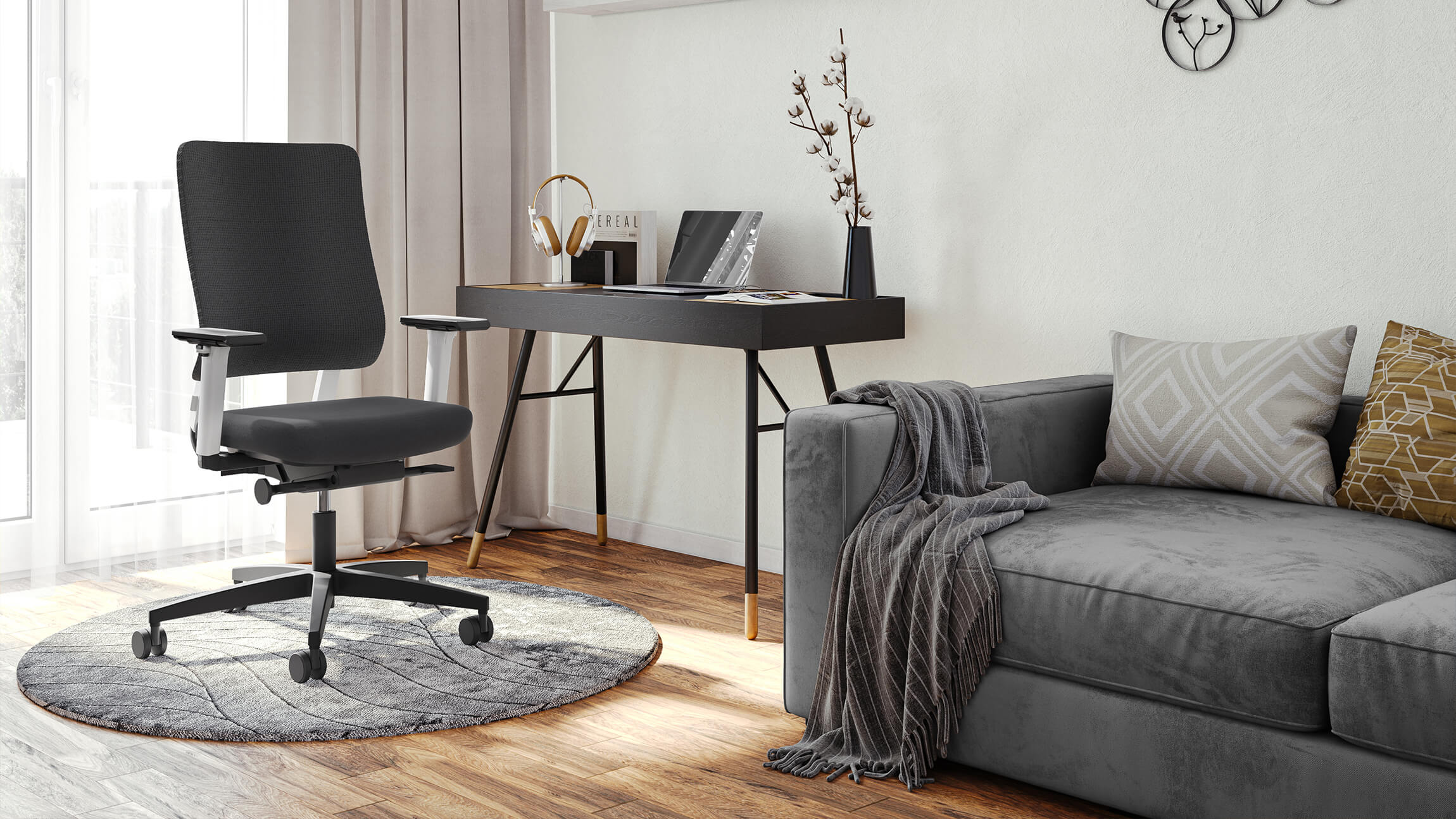 Dark Grey Office Chair 3D Image