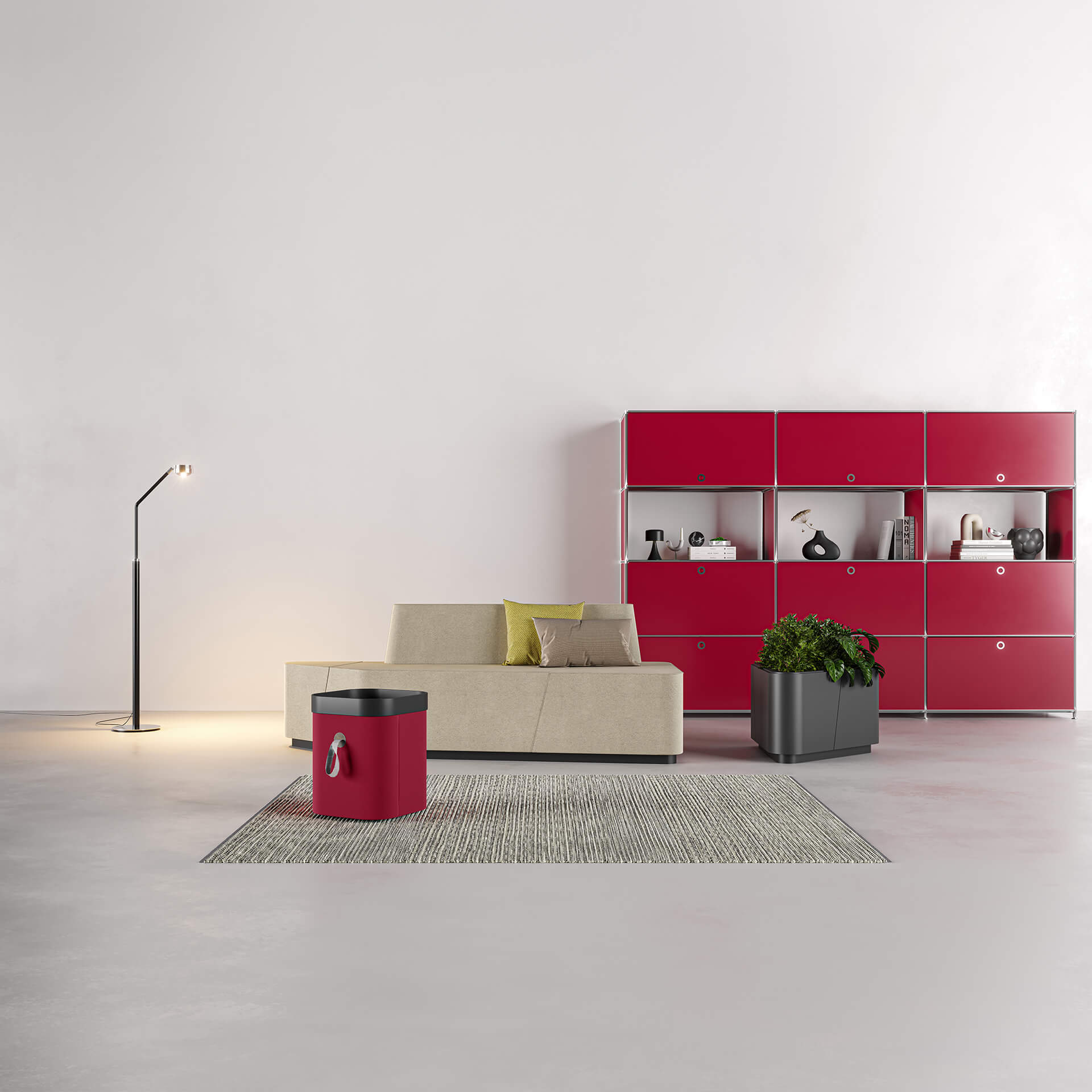 Red Office Cabinet 3D Image