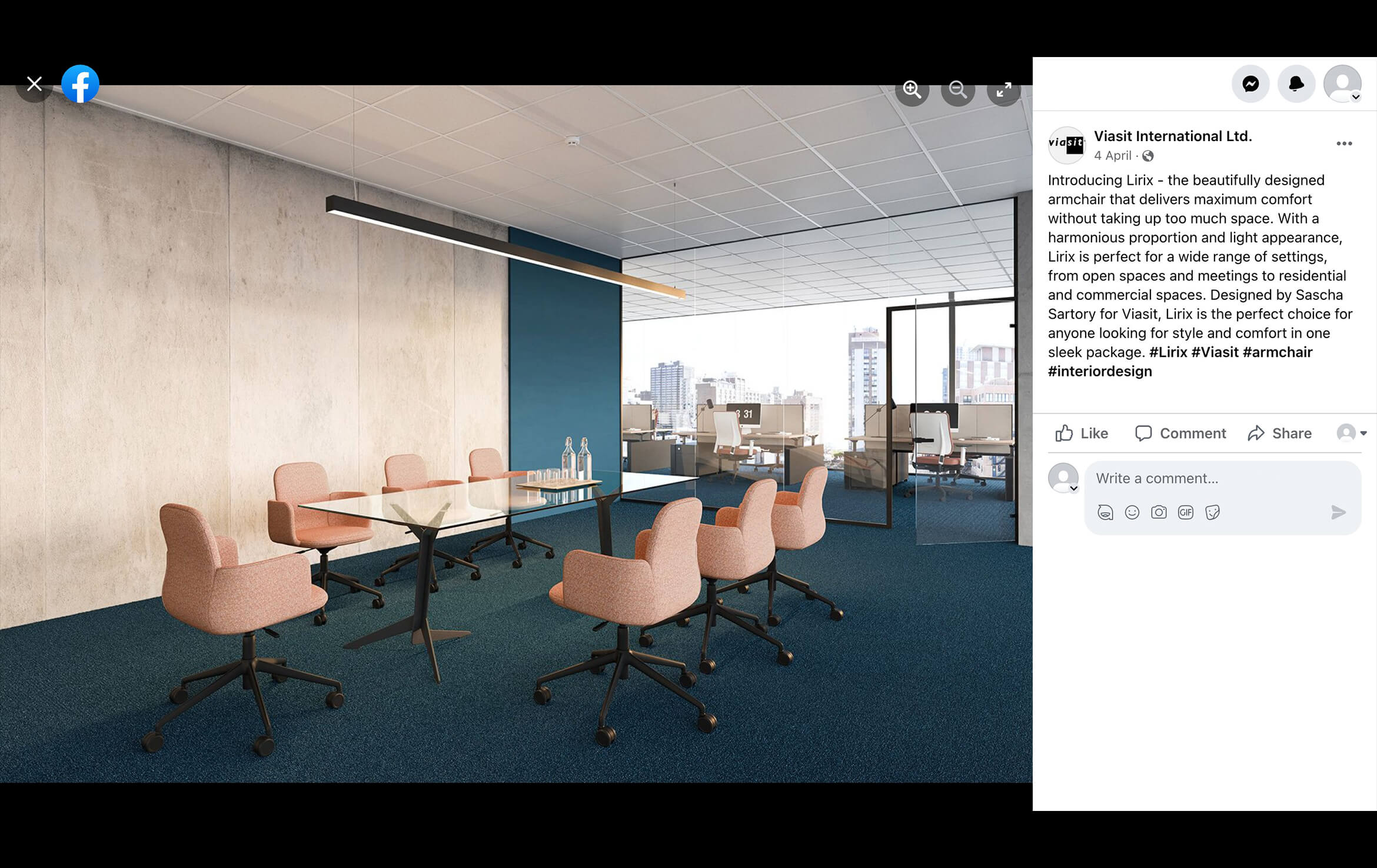 Office Furniture 3D Rendering for a Viasit Facebook Page