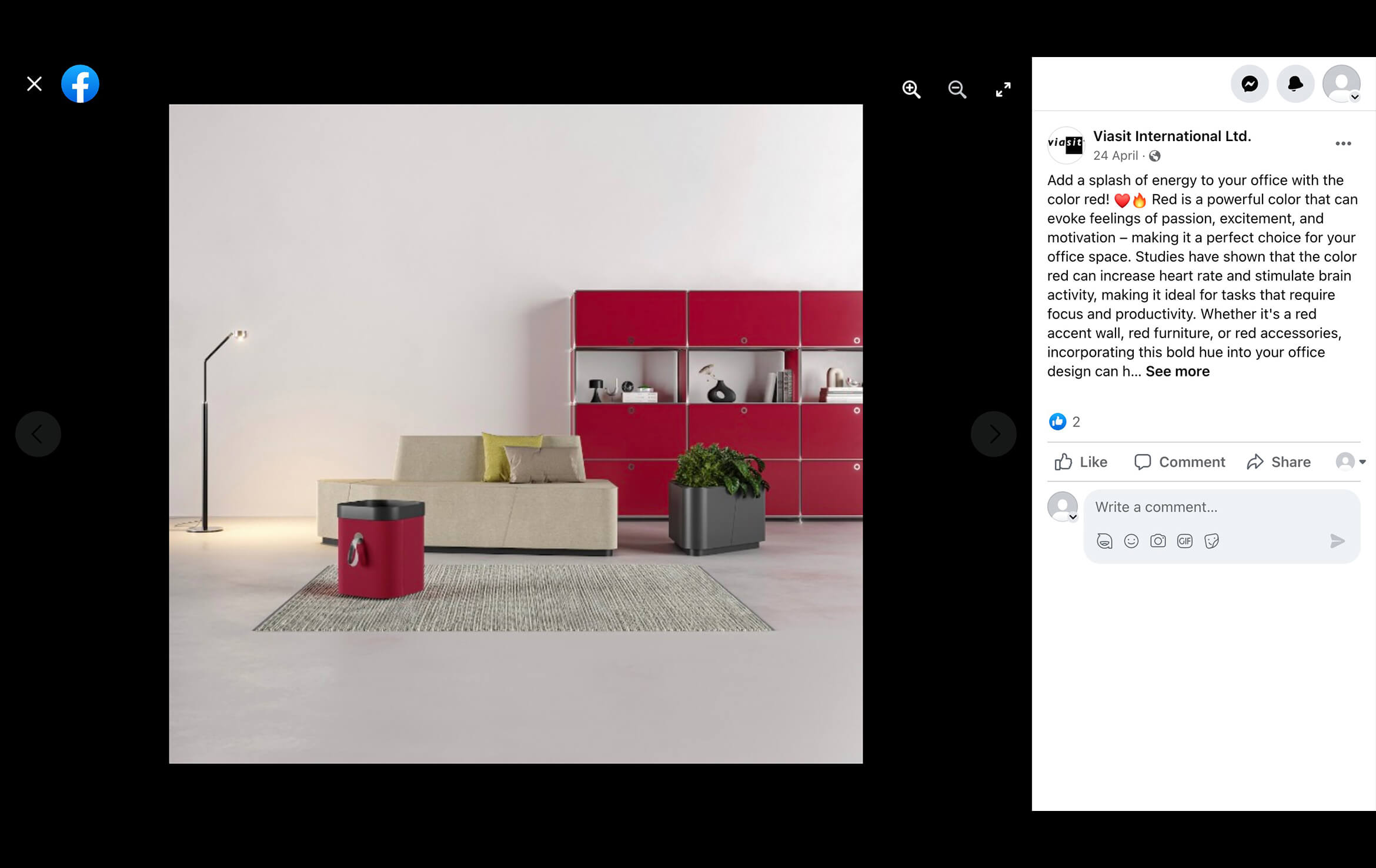 Office Furniture 3D Rendering for Viasit Facebook