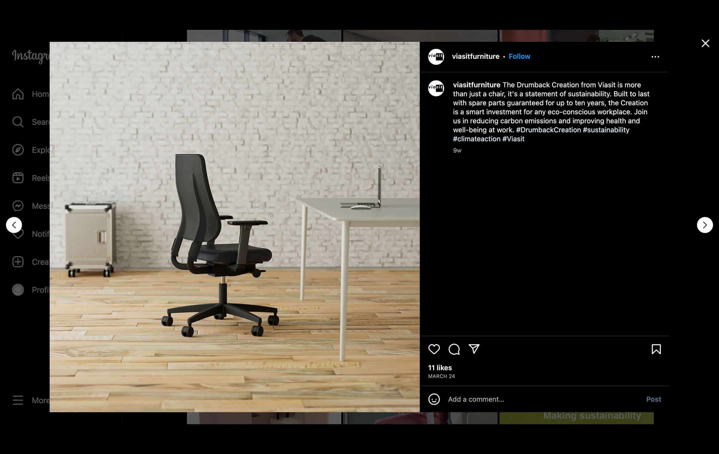 Office Furniture 3D Rendering for Instagram