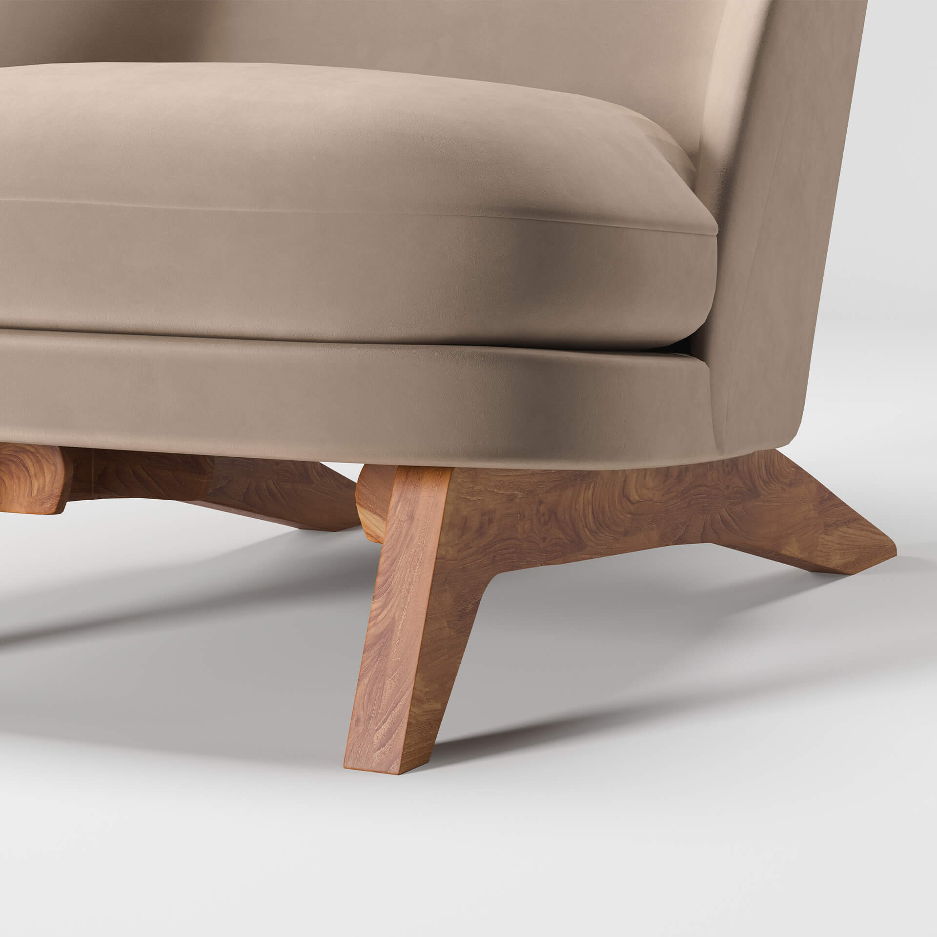 Close-Up 3D Render of Beige Upholstered Chair