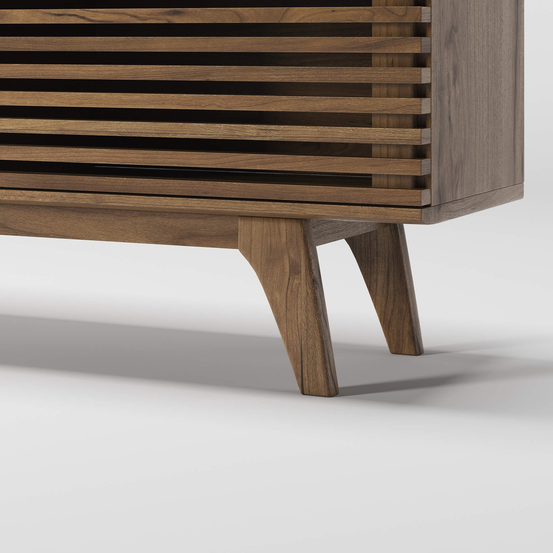 Close-Up 3D Render of Wooden Media Console