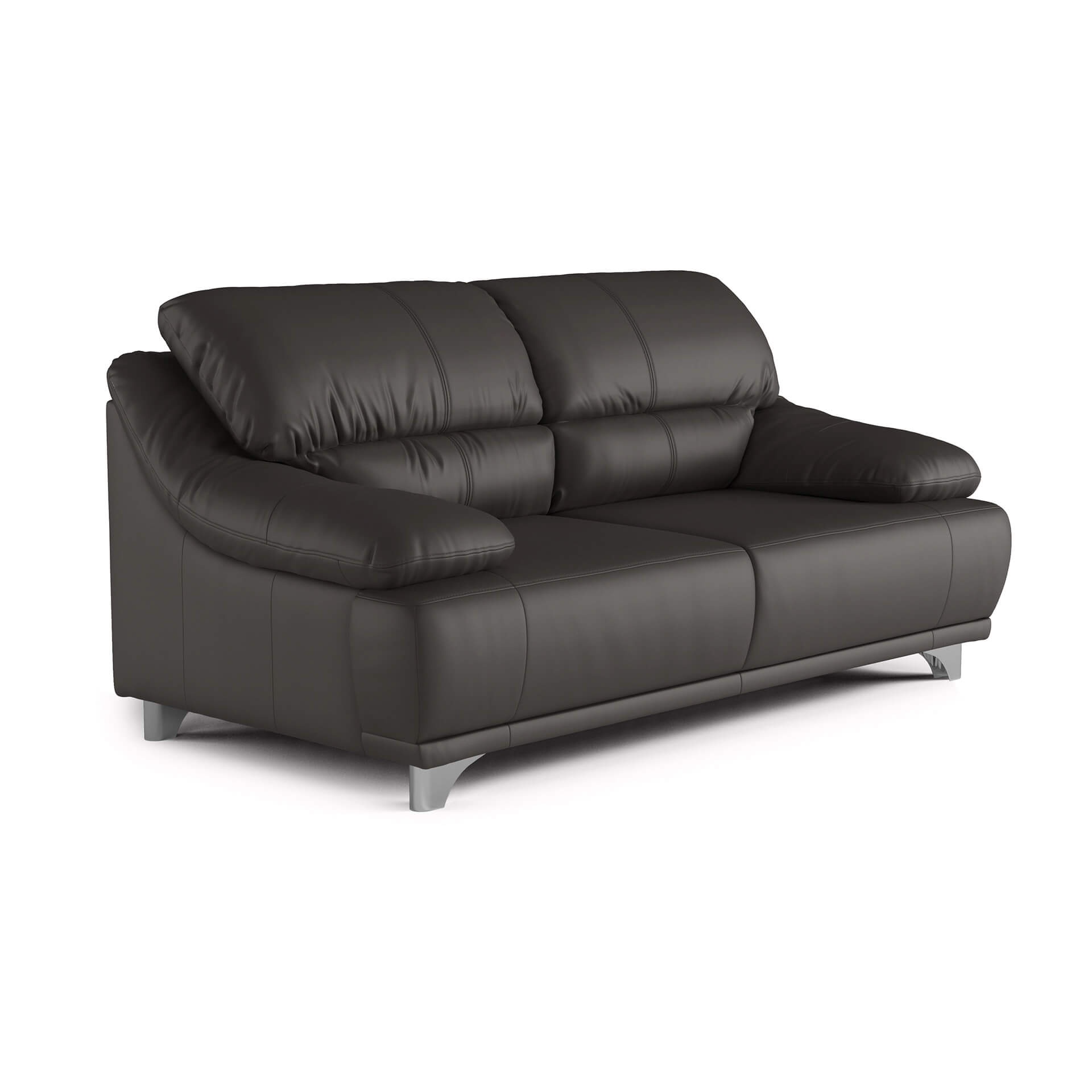 Silo 3D Rendering of Black Leather Sofa