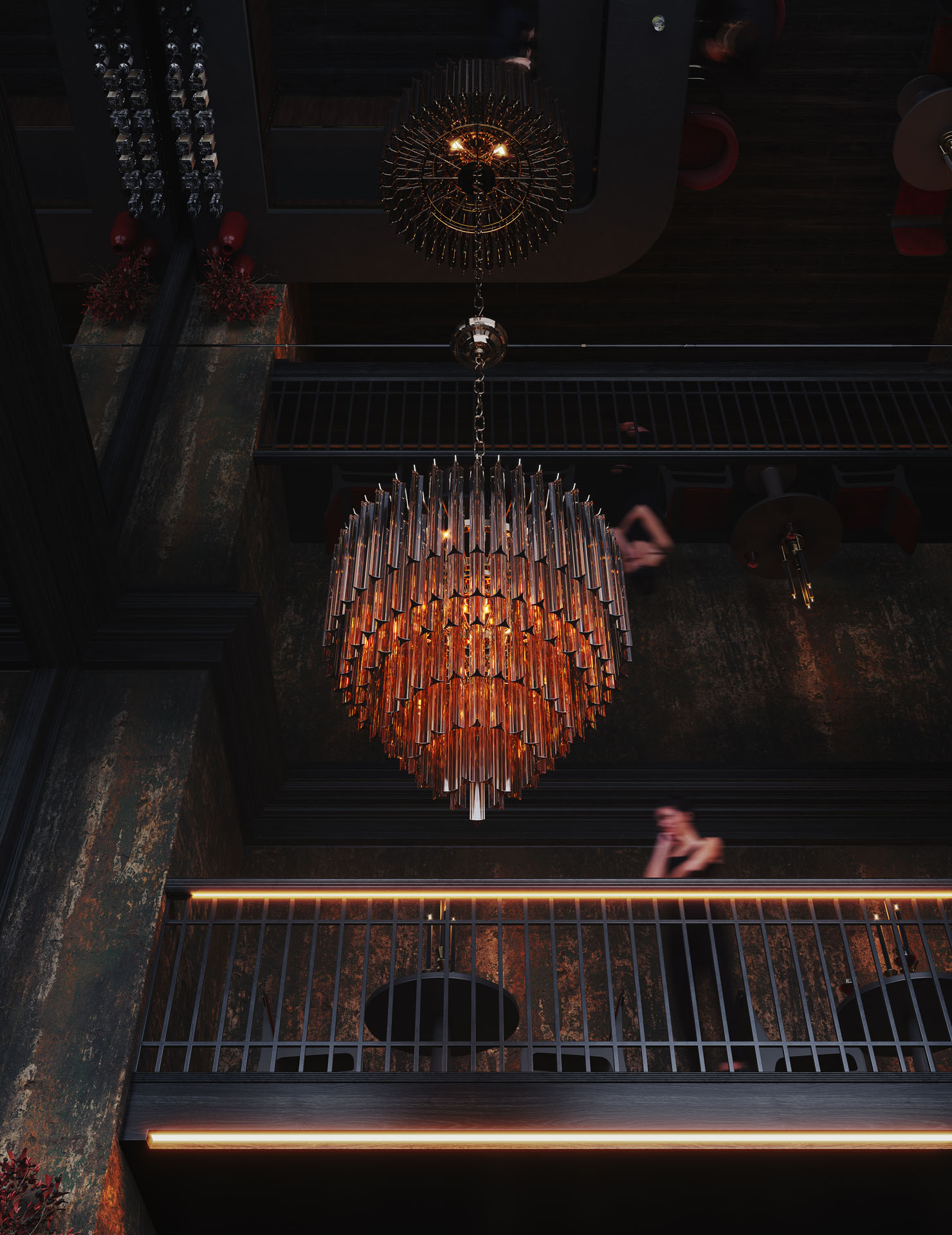 3D Lifestyle Render for a Chandelier in a Dramatic Light