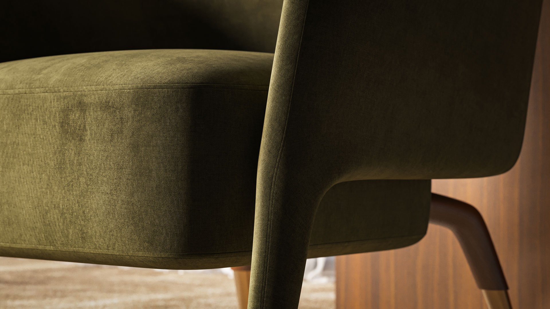 Upholstered Sofa 3D Rendering