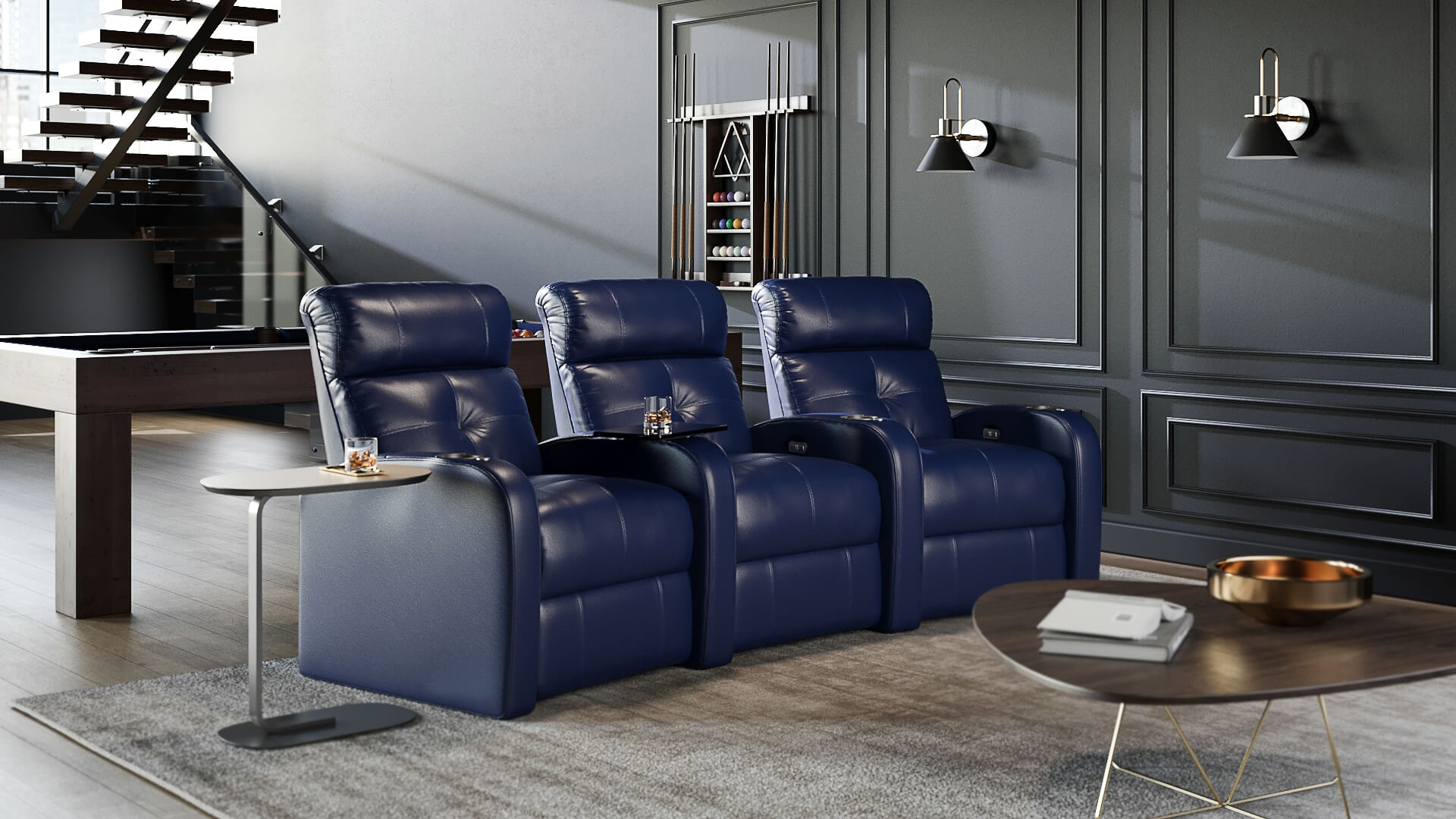 Blue Armchairs Lifestyle CG Rendering