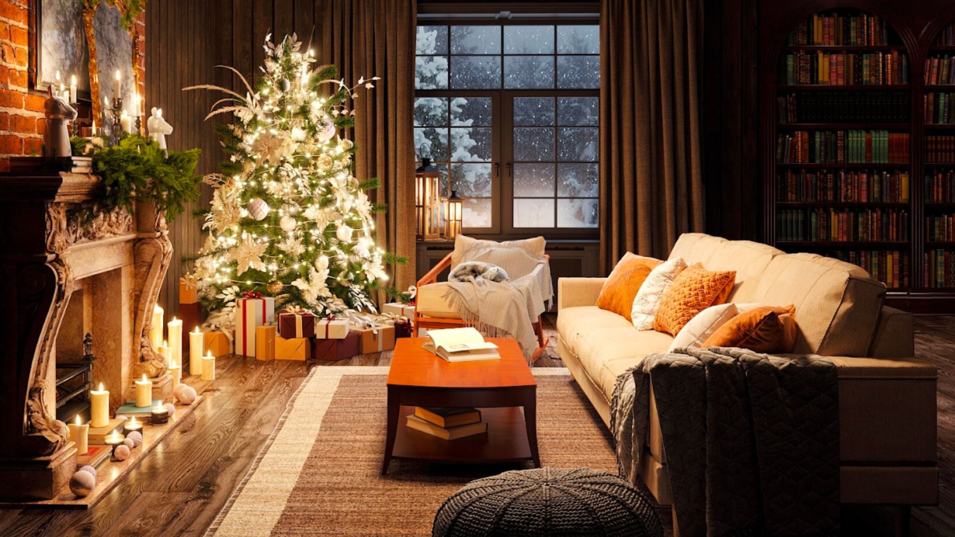 A cozy room adorned with festive holiday decorations, evoking the warm ambiance of winter celebrations, perfectly illustrating the potential of seasonal product campaigns.