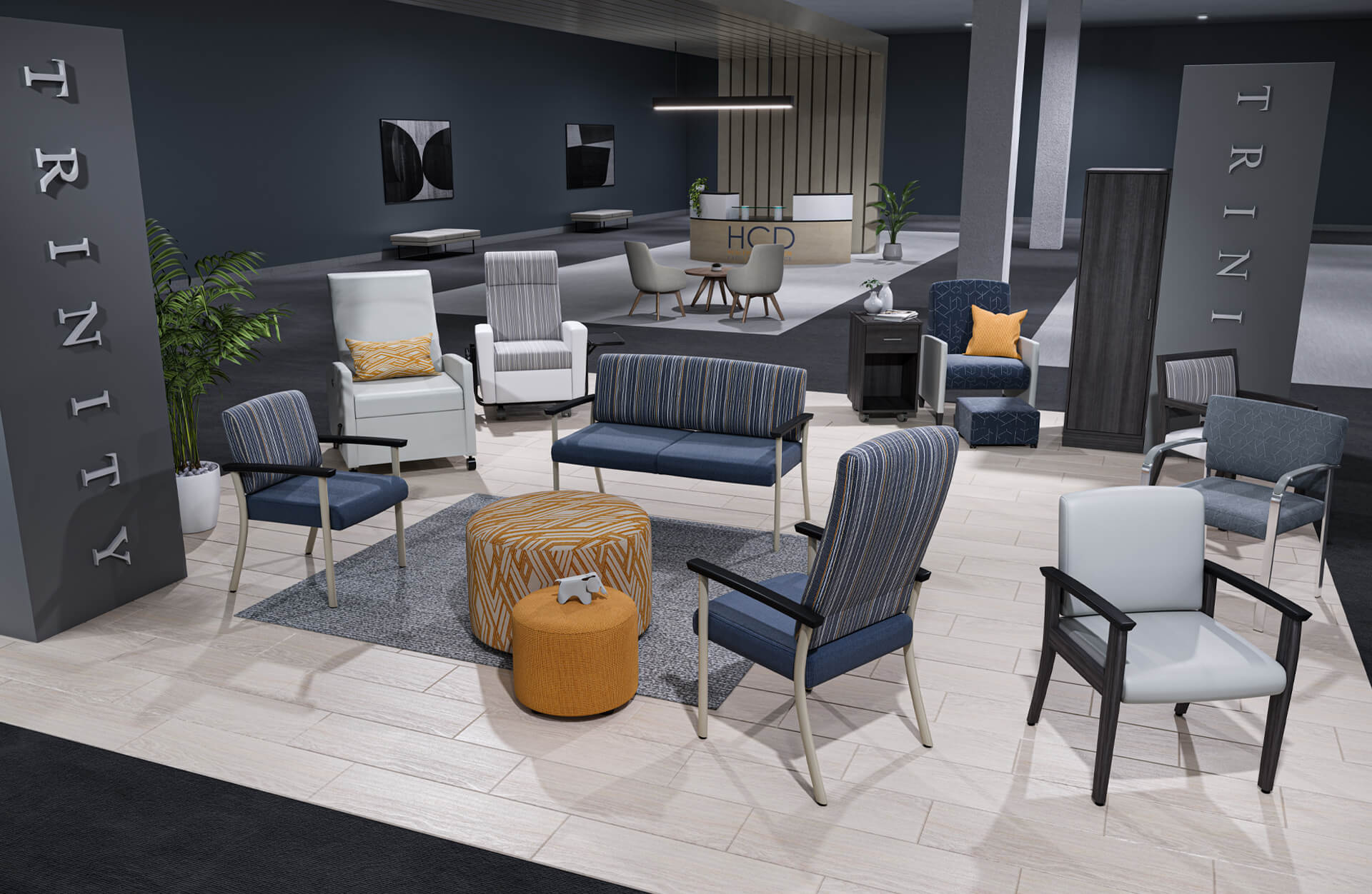 Waiting Room Chairs Lifestyle 3D Rendering