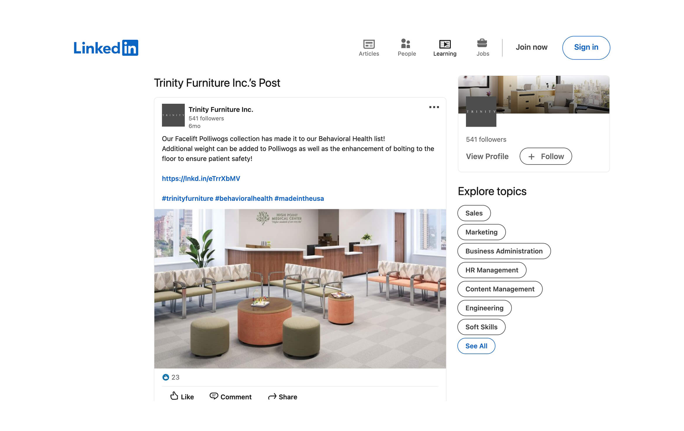 Trinity Furniture LinkedIn