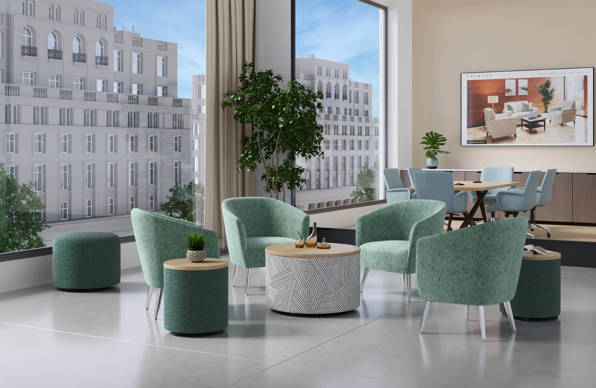 Mint Chairs Lifestyle 3D Rendering