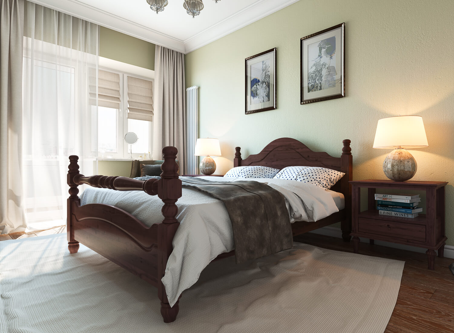 Classy Wooden Bed Product Rendering