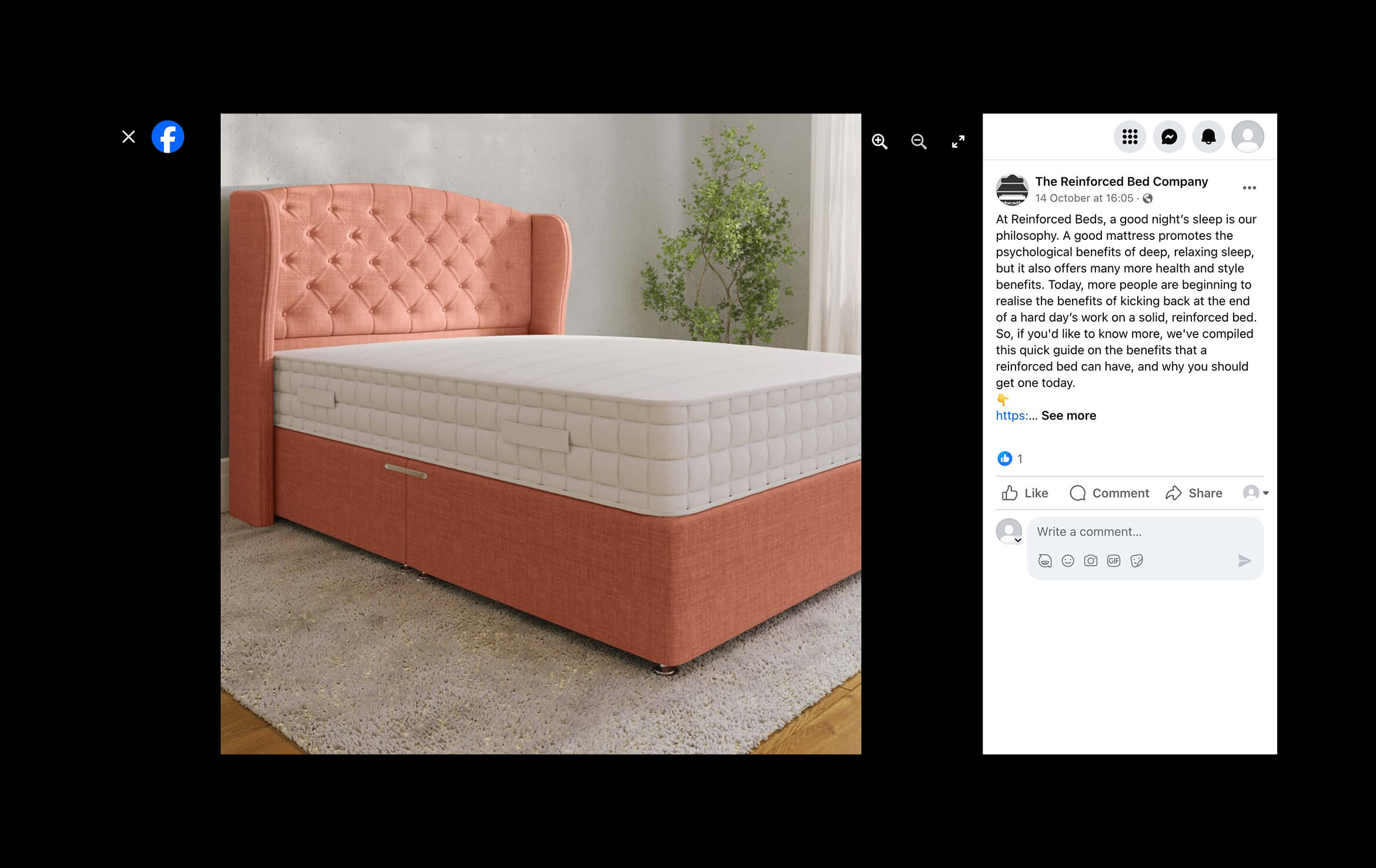 Product Rendering for Reinforced Beds Facebook