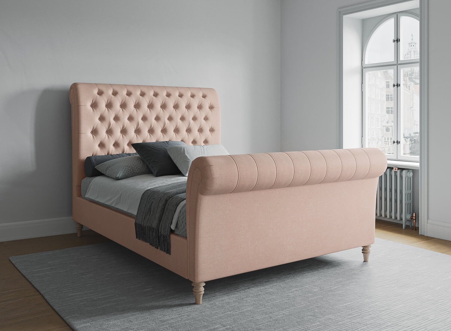 Pale Pink Bed Product Rendering