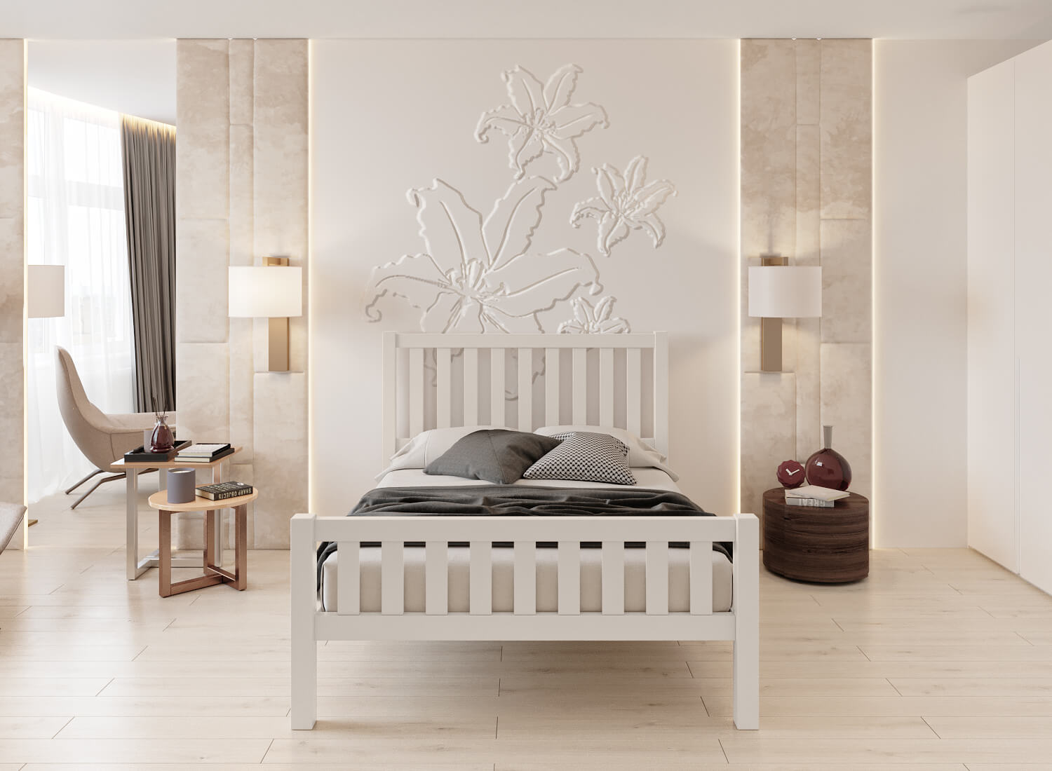 Unique White Bed Product Rendering