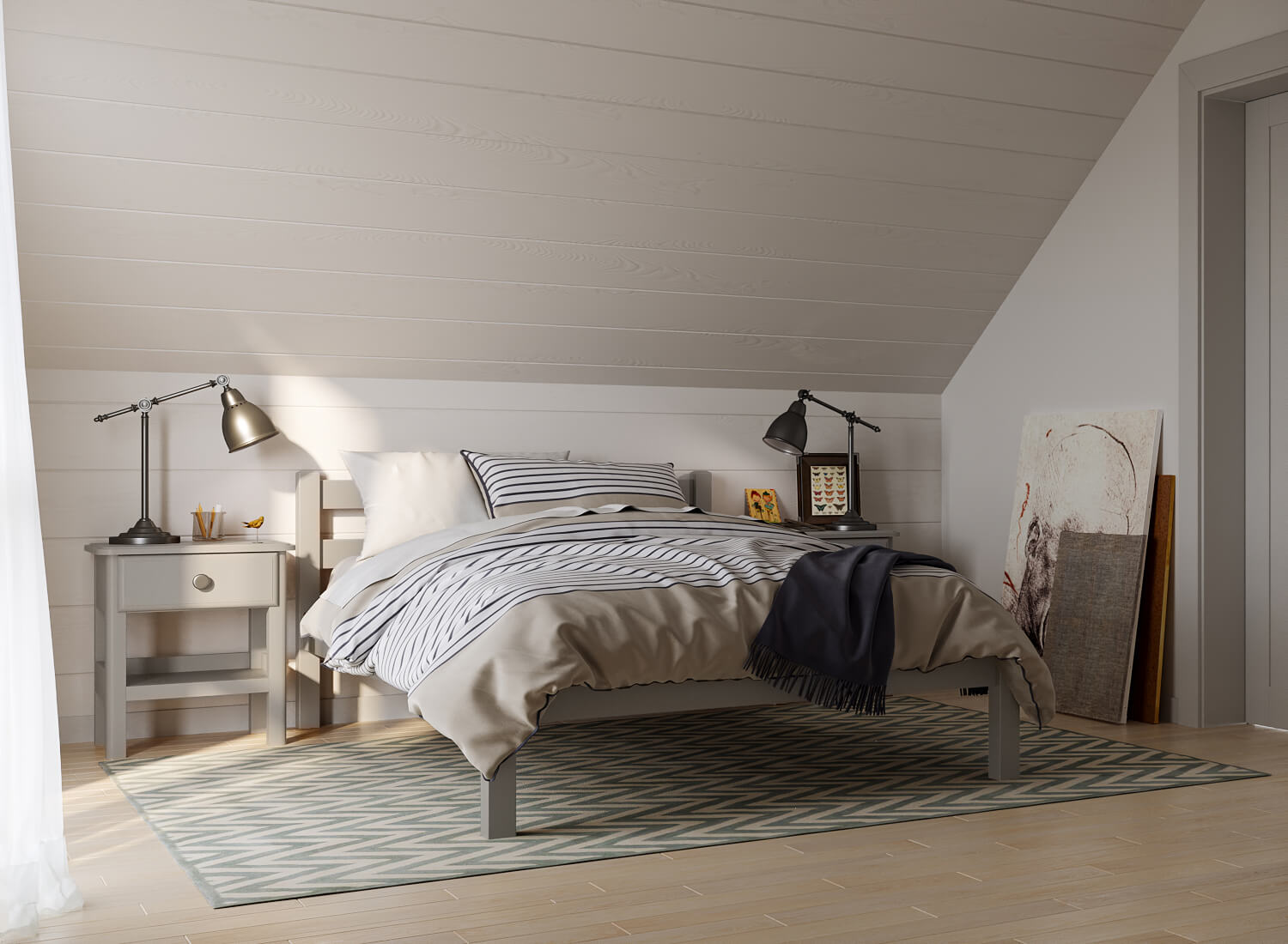 Off-White Bed Product Rendering
