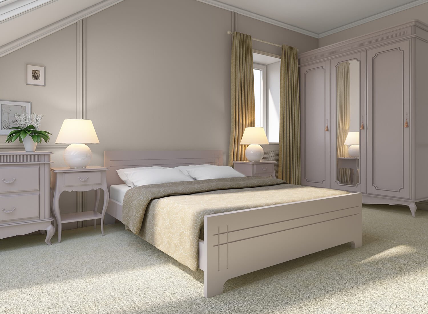 White Bed Product Rendering