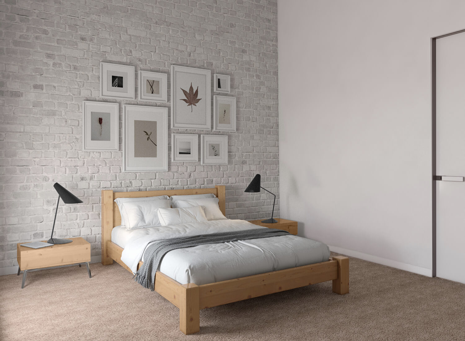Wooden Bed Product Rendering