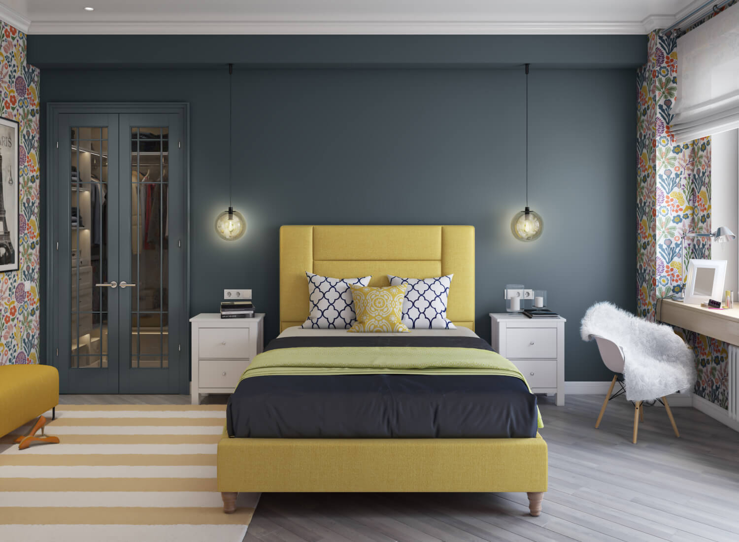 Yellow Bed Product Rendering