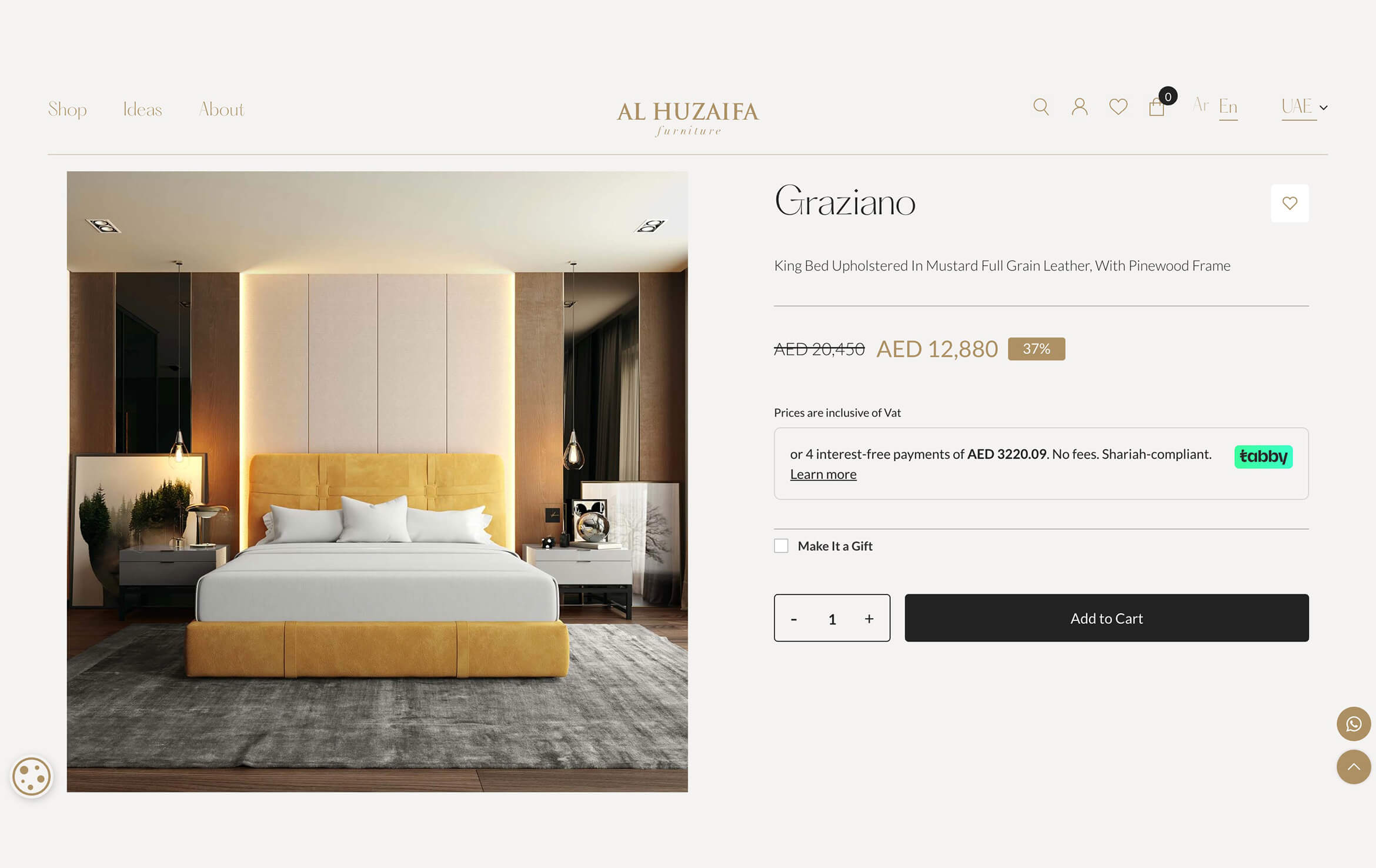 Product CGI for Al Huzaifa Bed Product Page