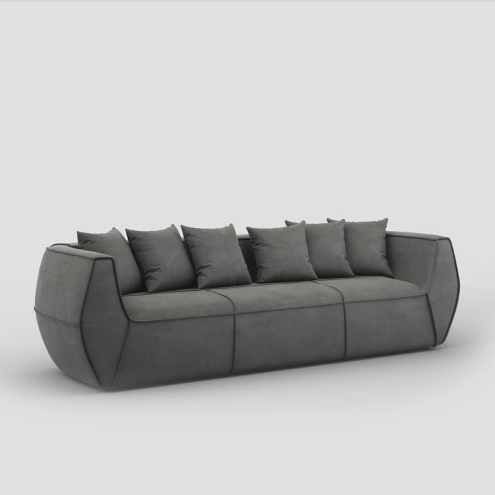 Dark Grey Sofa 3D Rendering