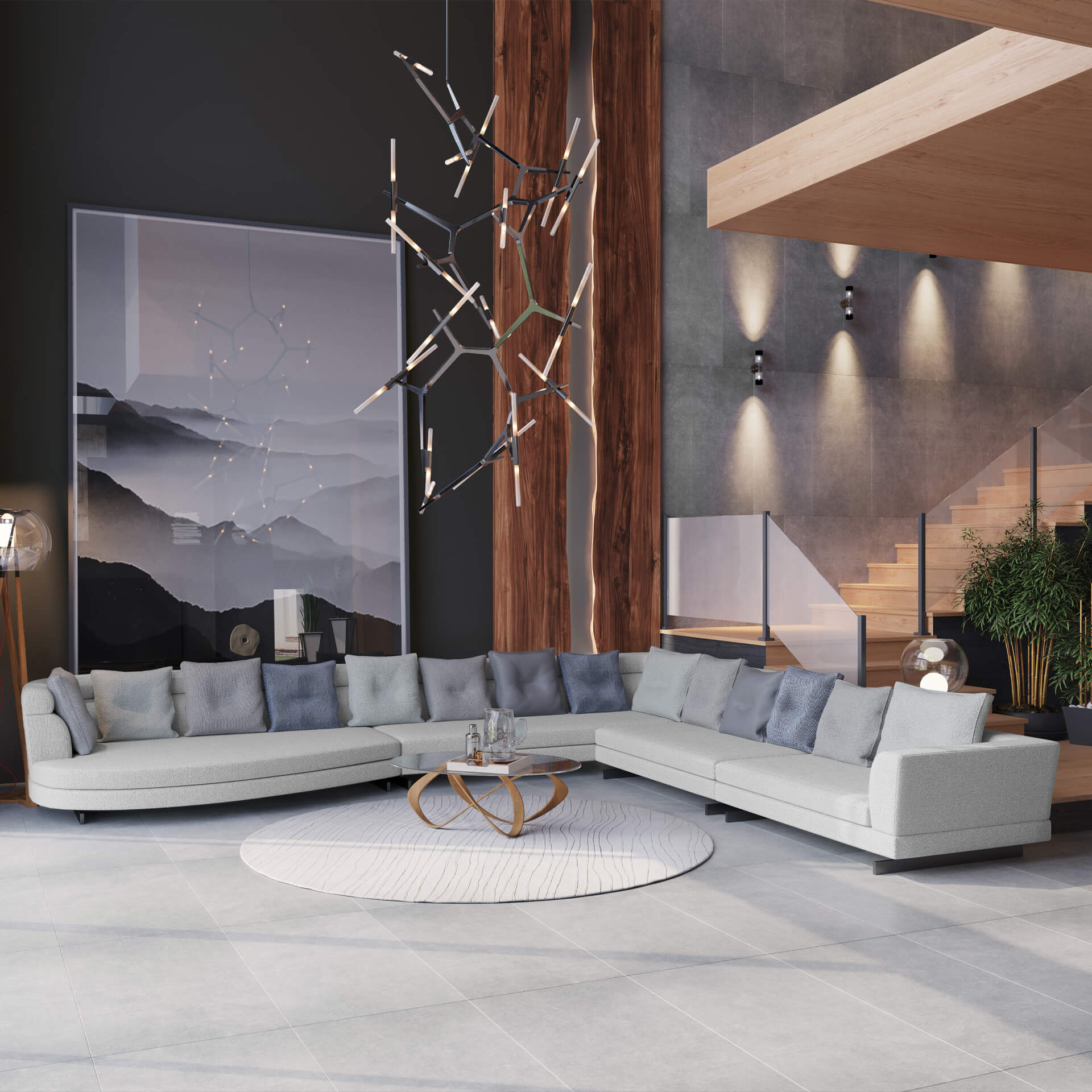 Grey Corner Sofa Lifestyle Rendering