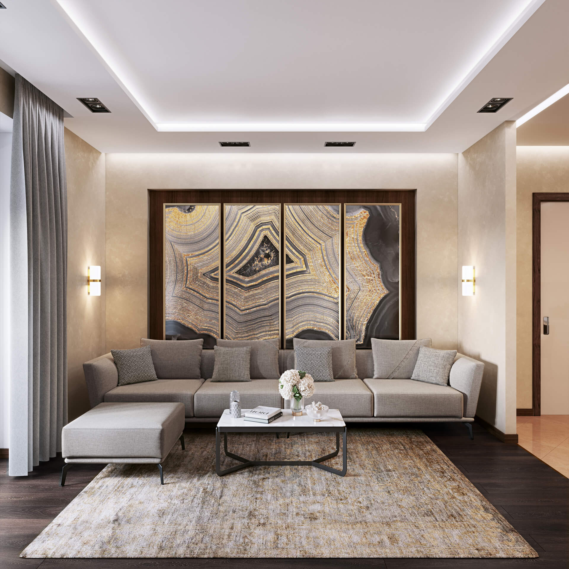 Grey Sofa Set Design Lifestyle Rendering