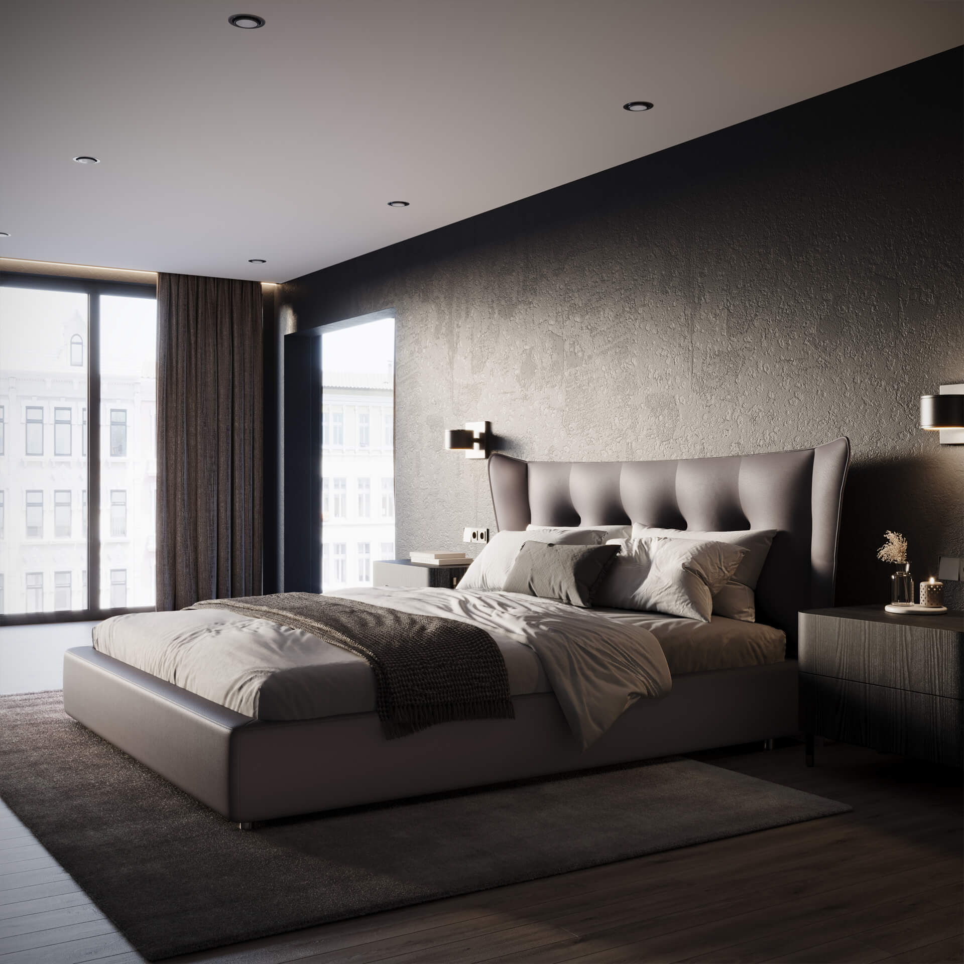 Leather Bed Lifestyle Rendering