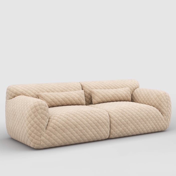 Soft Beige Sofa 3D Rendering