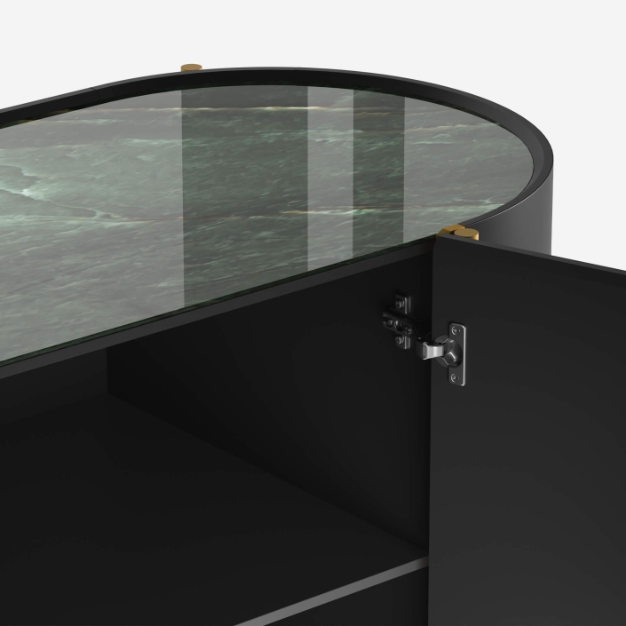 Close-Up 3D Rendering of Elegant Black Cabinet