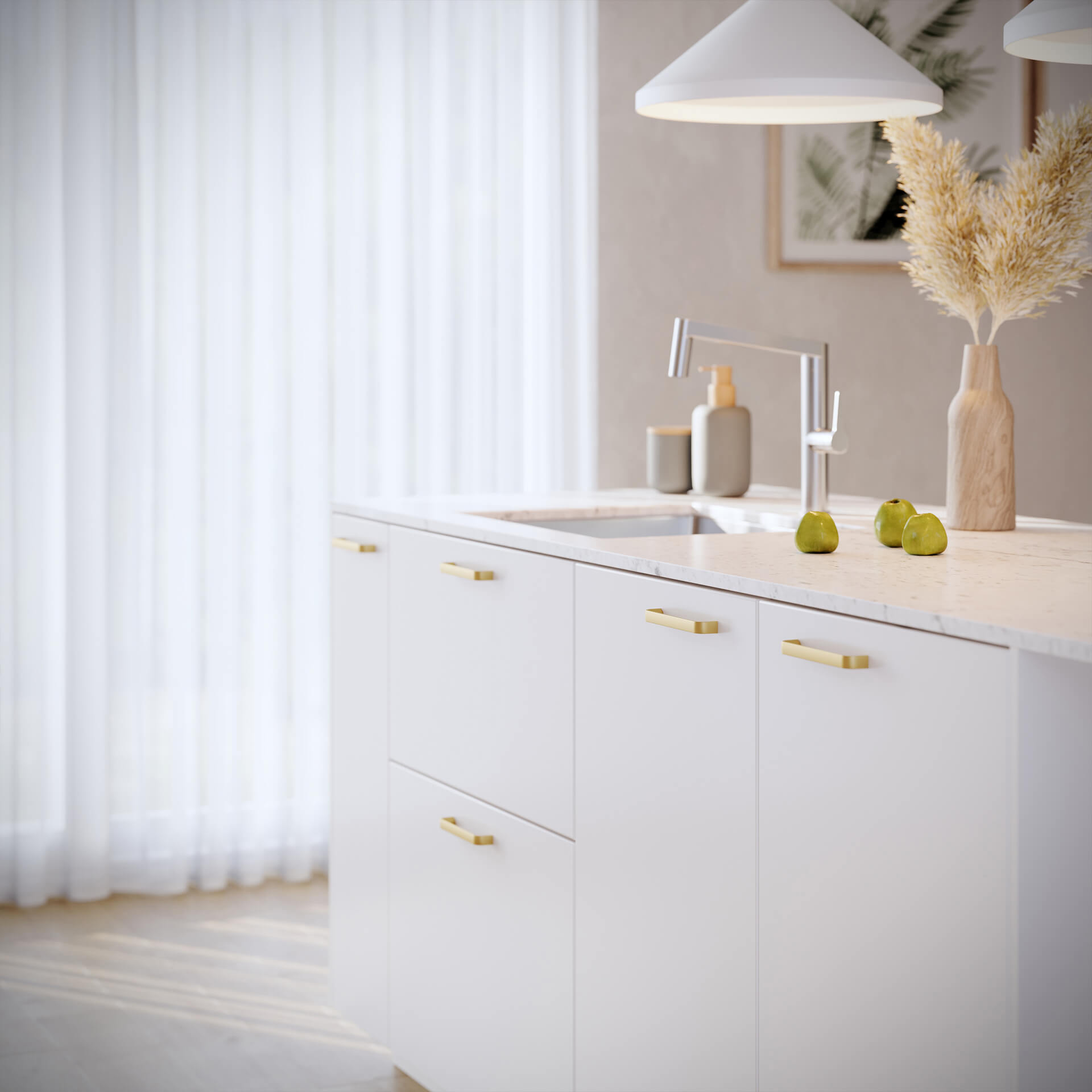 White Cabinet Lifestyle Rendering