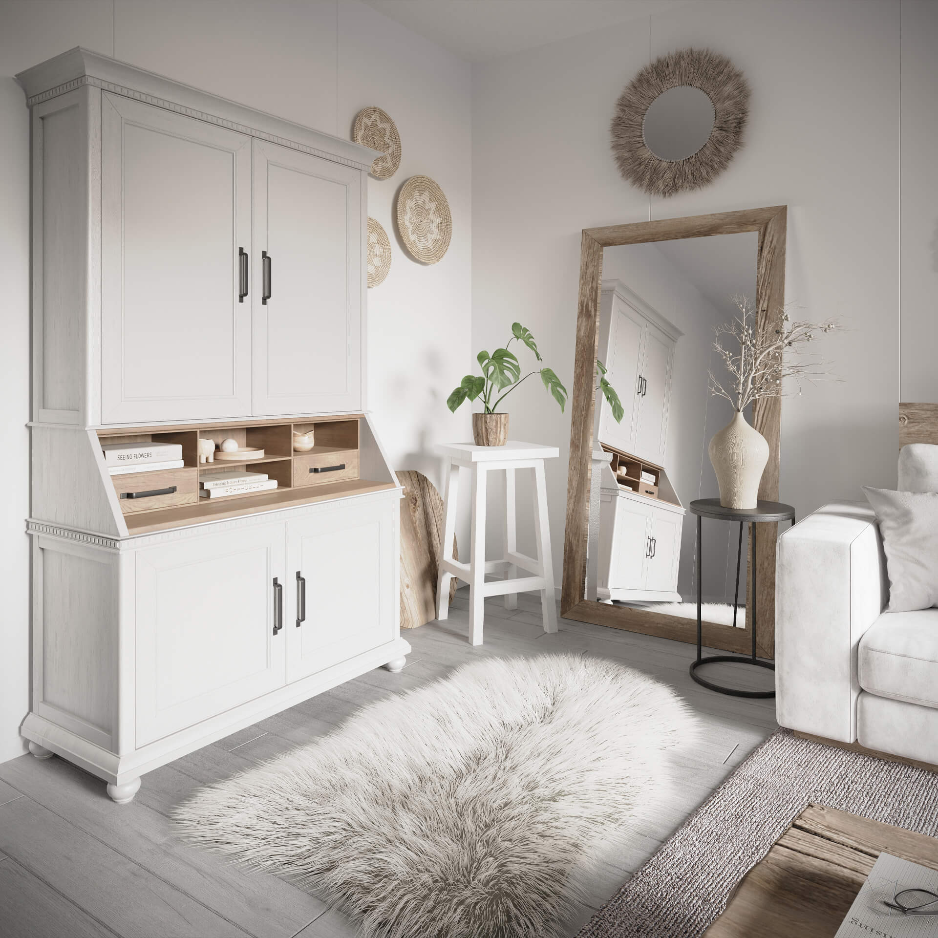 White Cabinet Lifestyle Rendering