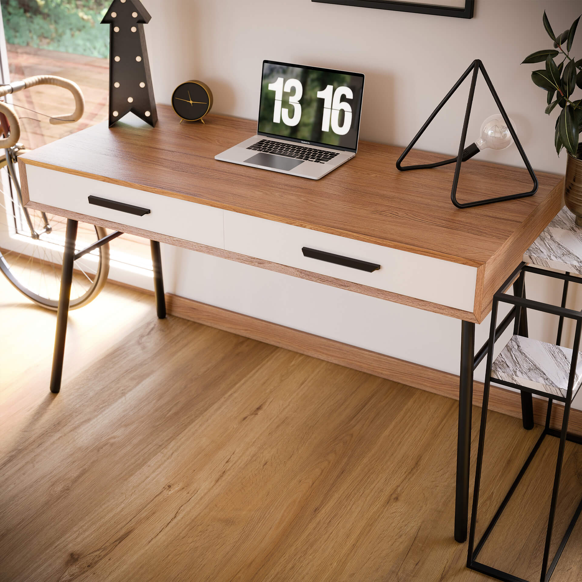 Wooden Desk Drawers Lifestyle Rendering