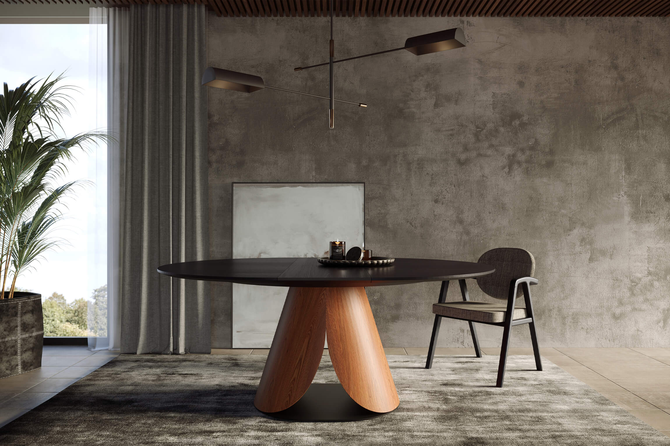 Lifestyle 3D Rendering of Table and Chair