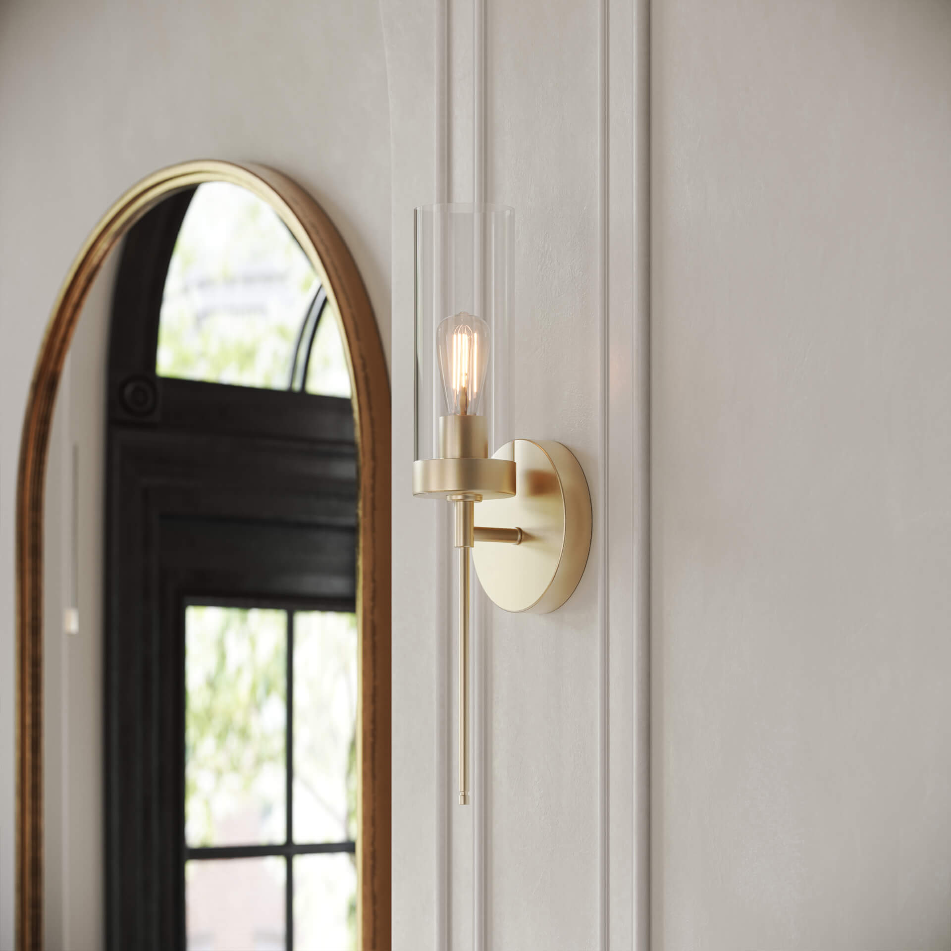 Lifestyle 3D Render of Brass Wall Sconce