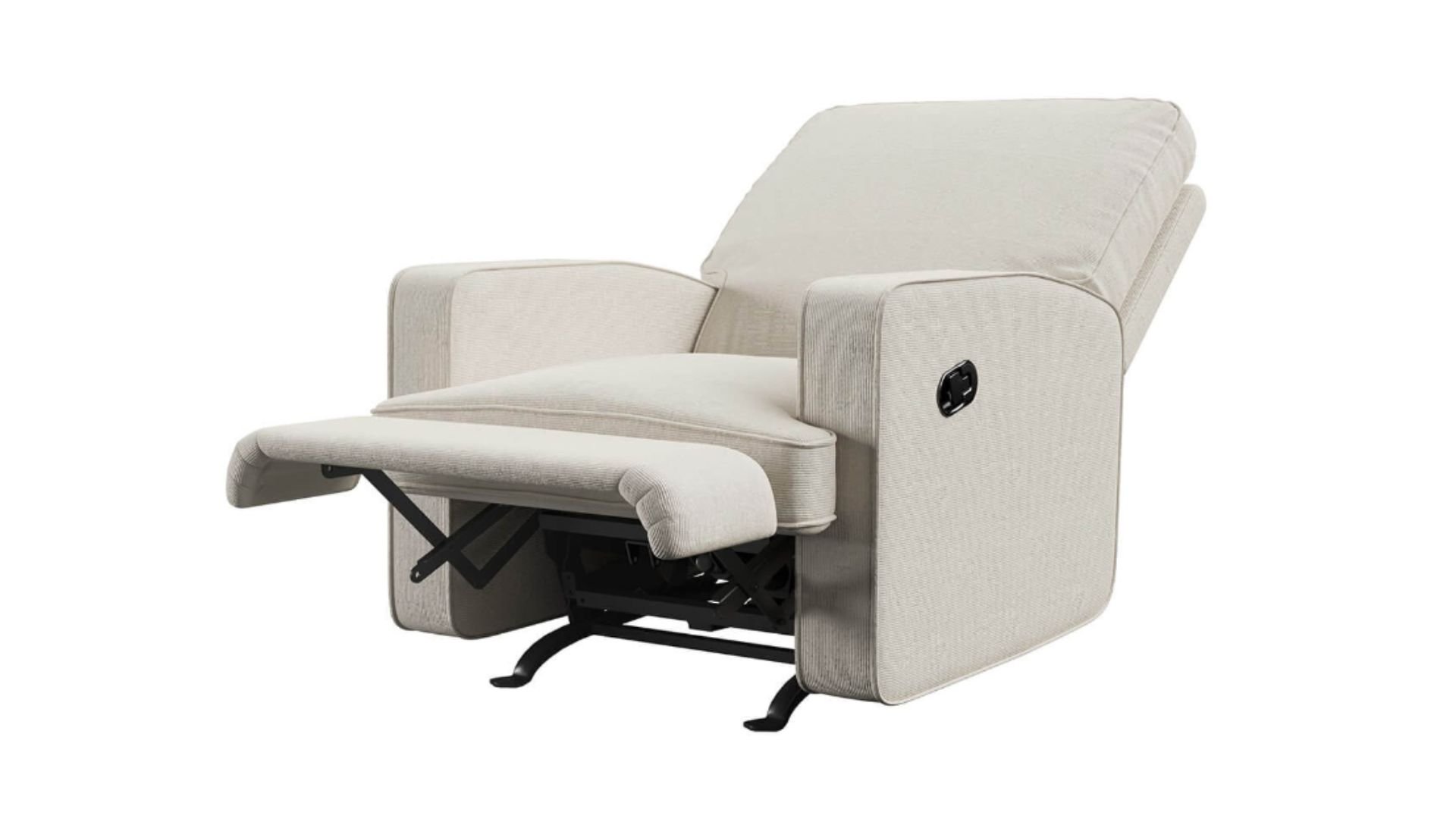3D modeling for a reclining chair in a light beige fabric