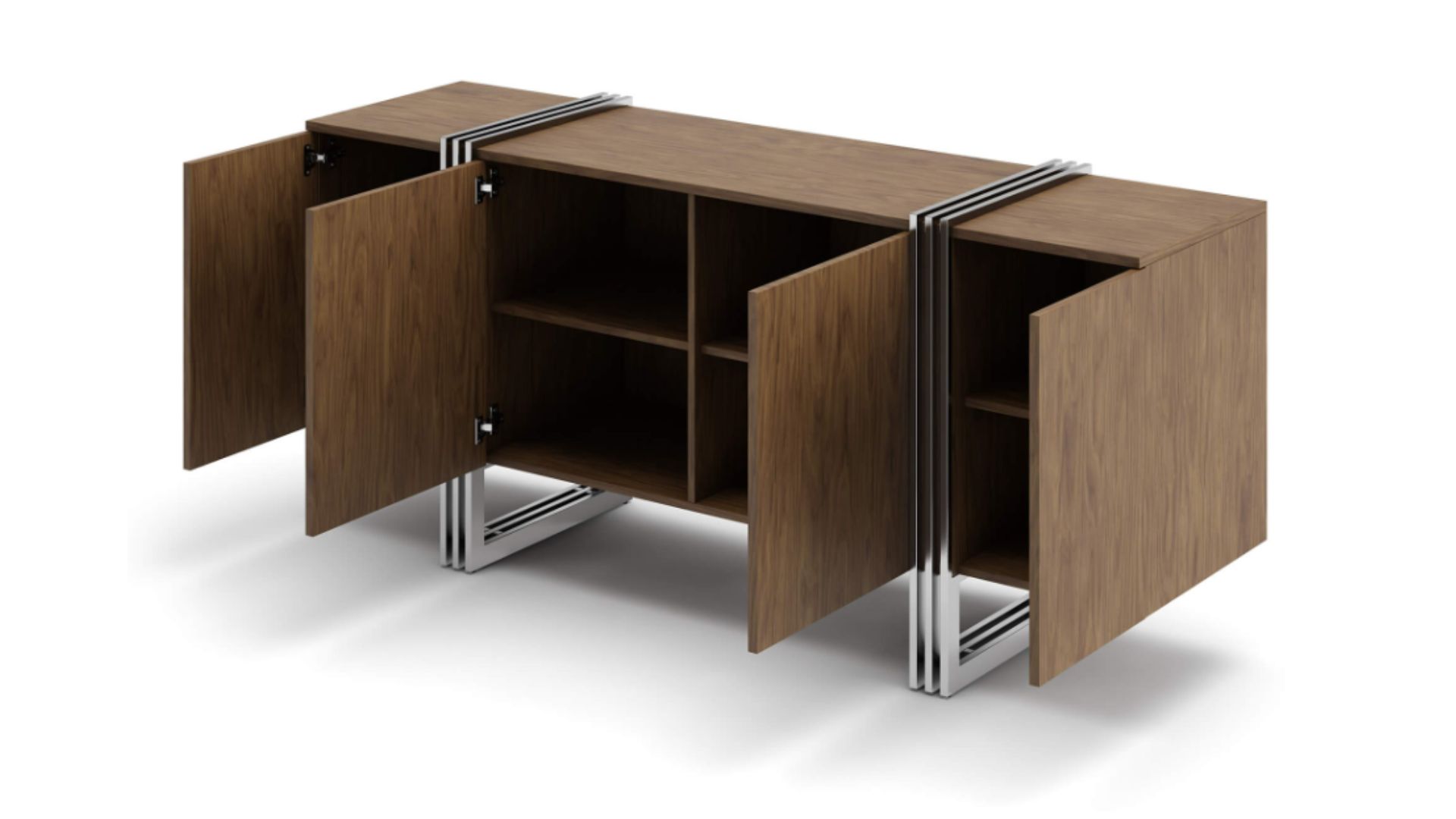 3D modeling for modern, minimalist wooden sideboard or cabinet with two sections