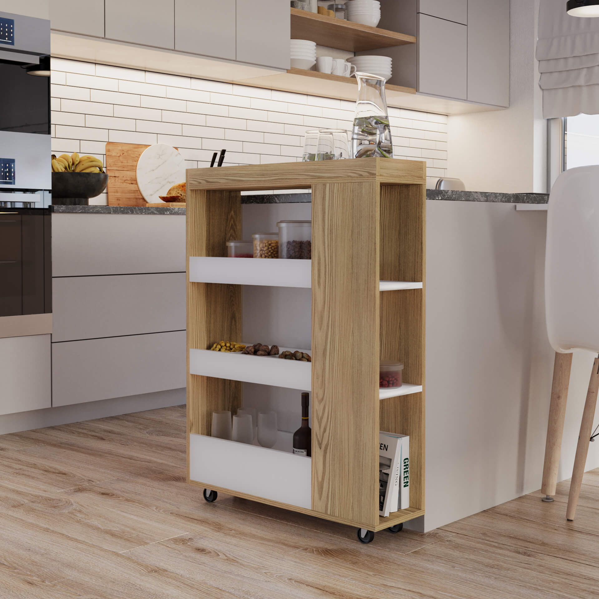 Kitchen Shelves 3D Rendering