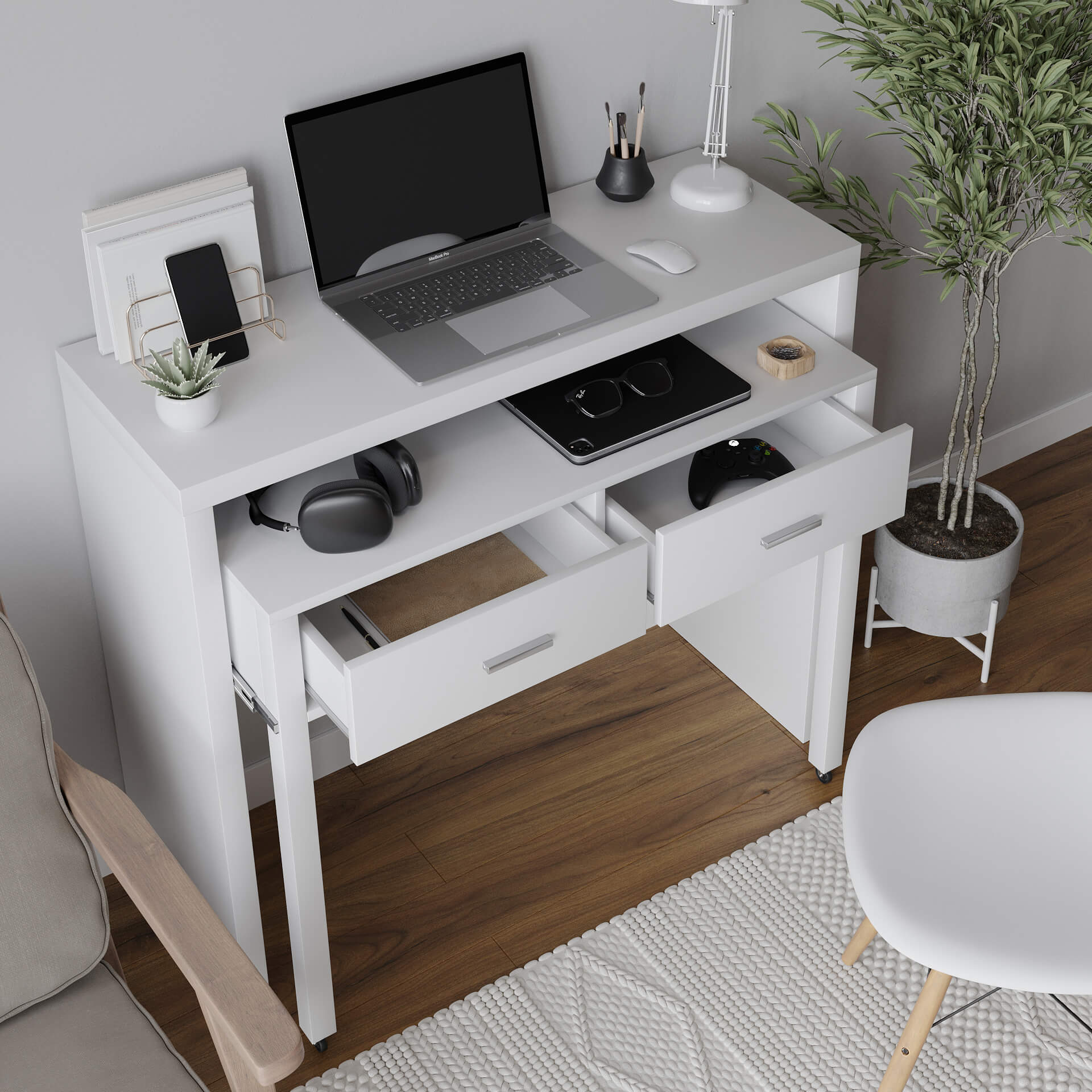 Desk with Drawers Lifestyle Rendering