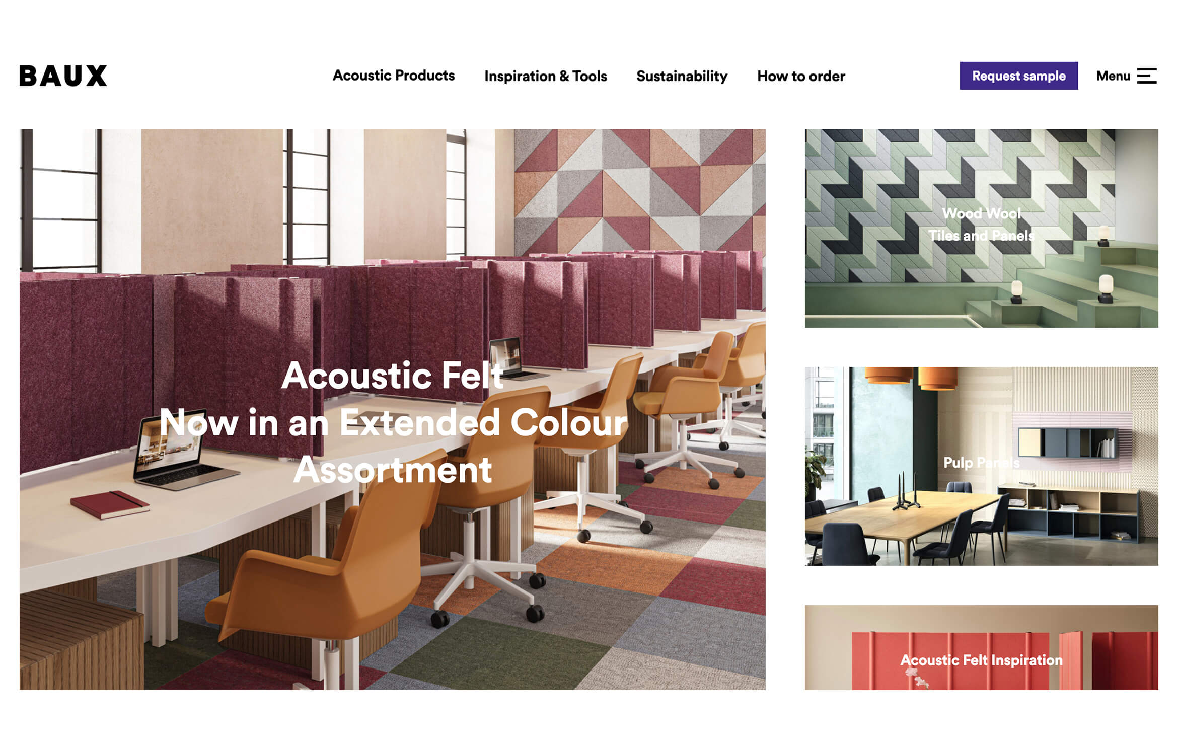 Acoustic Products 3D Render on BAUX Website