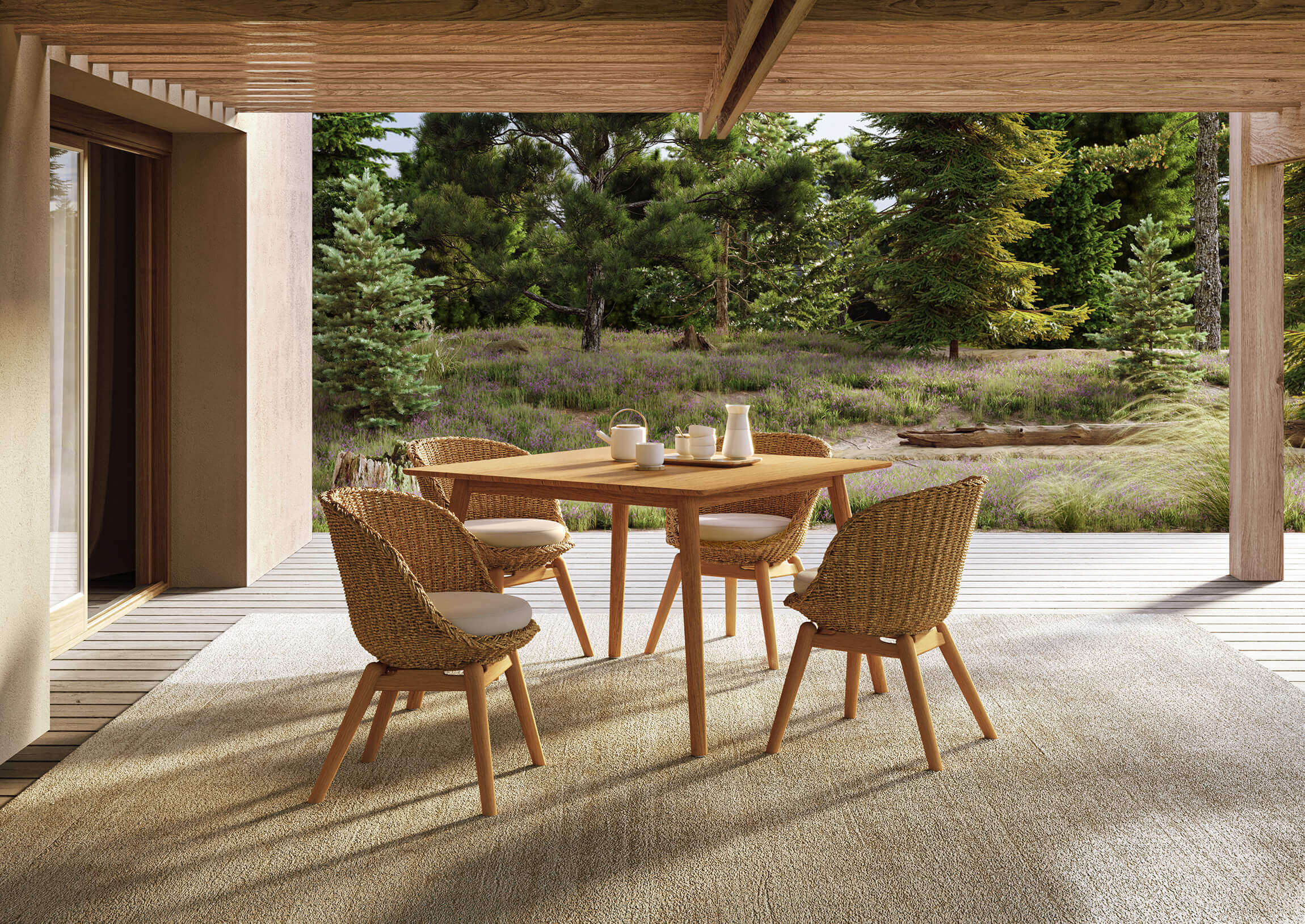 Spring 3D Rendering for a Patio with Outdoor Furniture