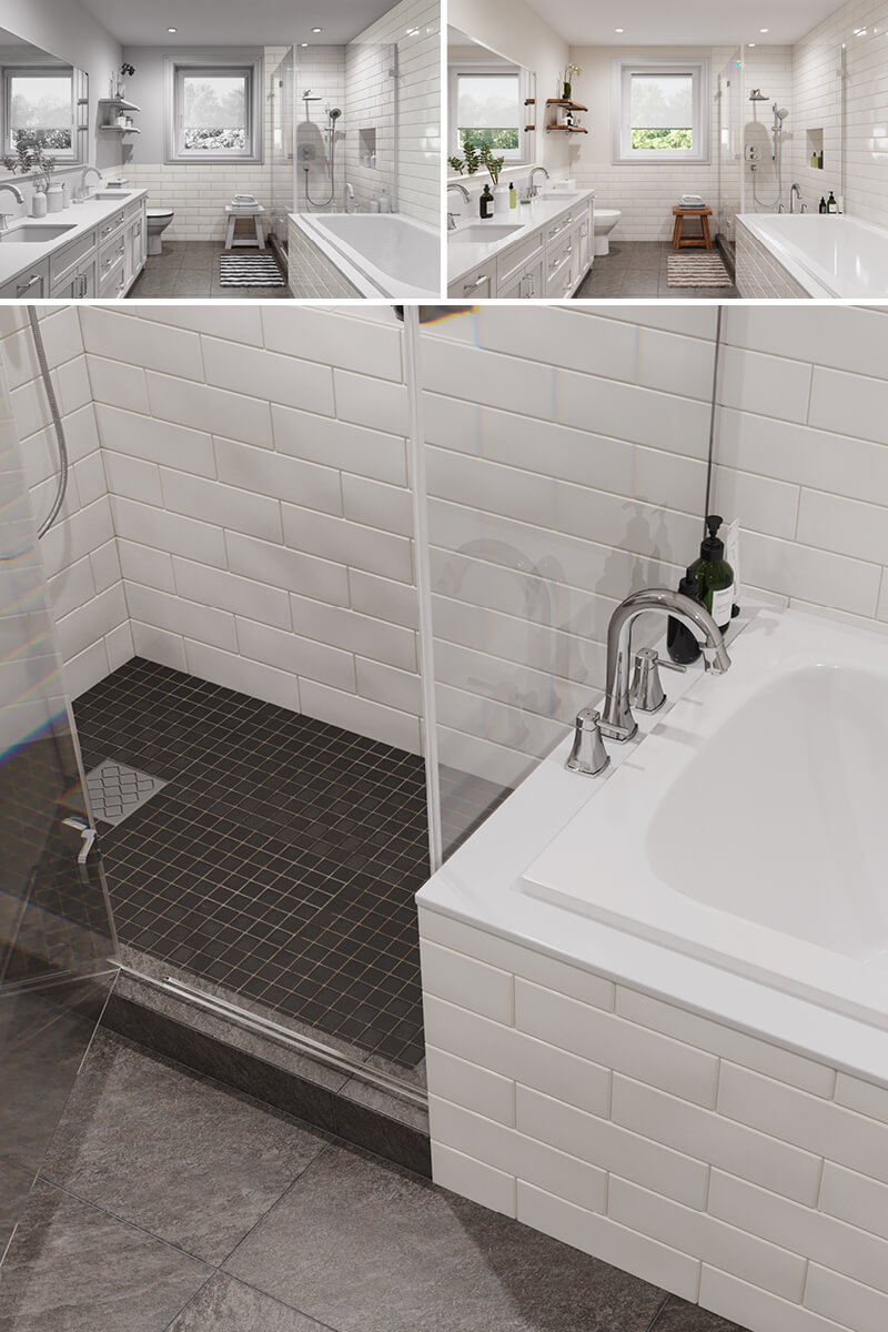 3D Visualization for a Set of Bathroom Tiles