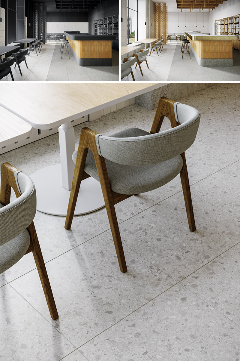 3D Café  Flooring Tiles Rendering