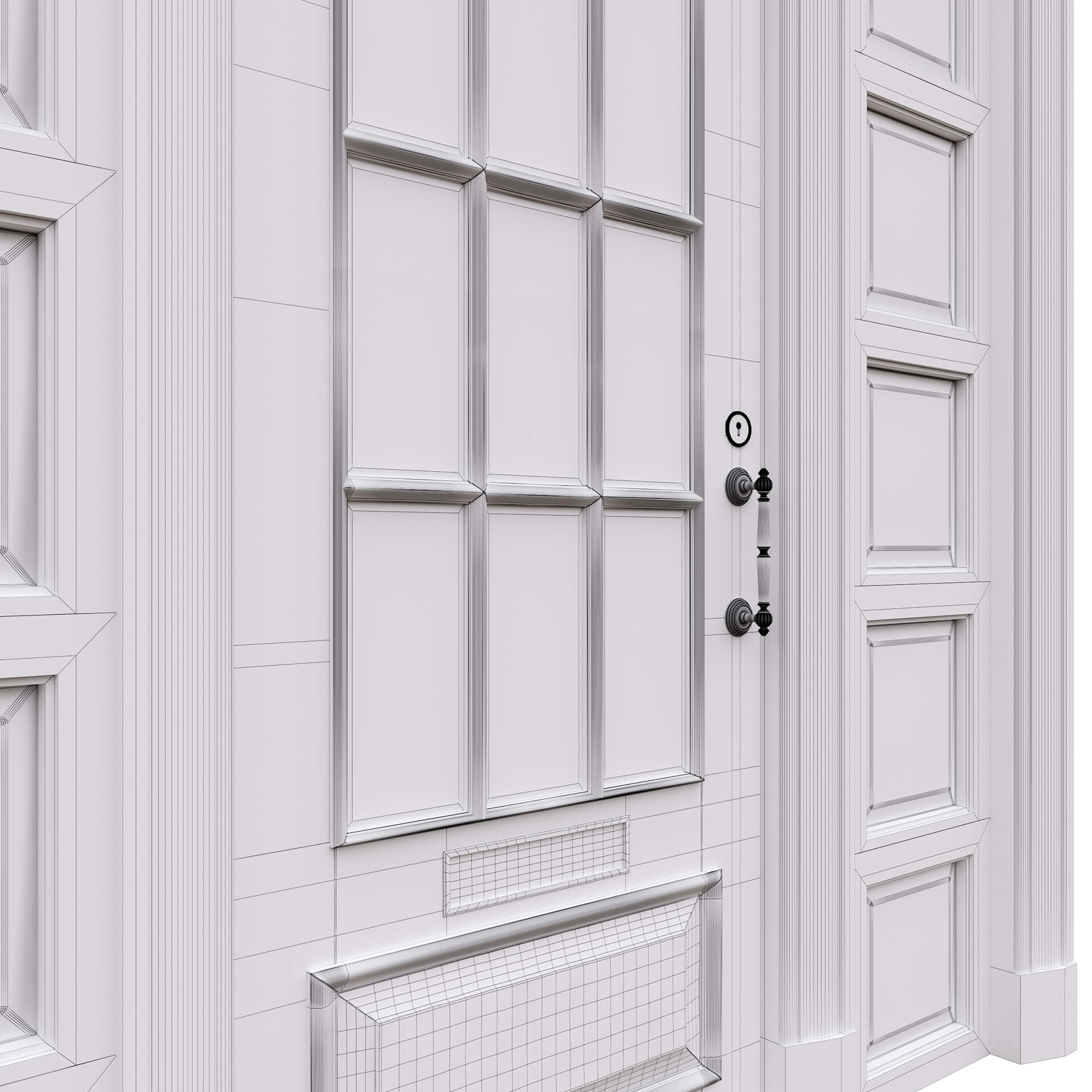 Door 3D Model in Grayscale