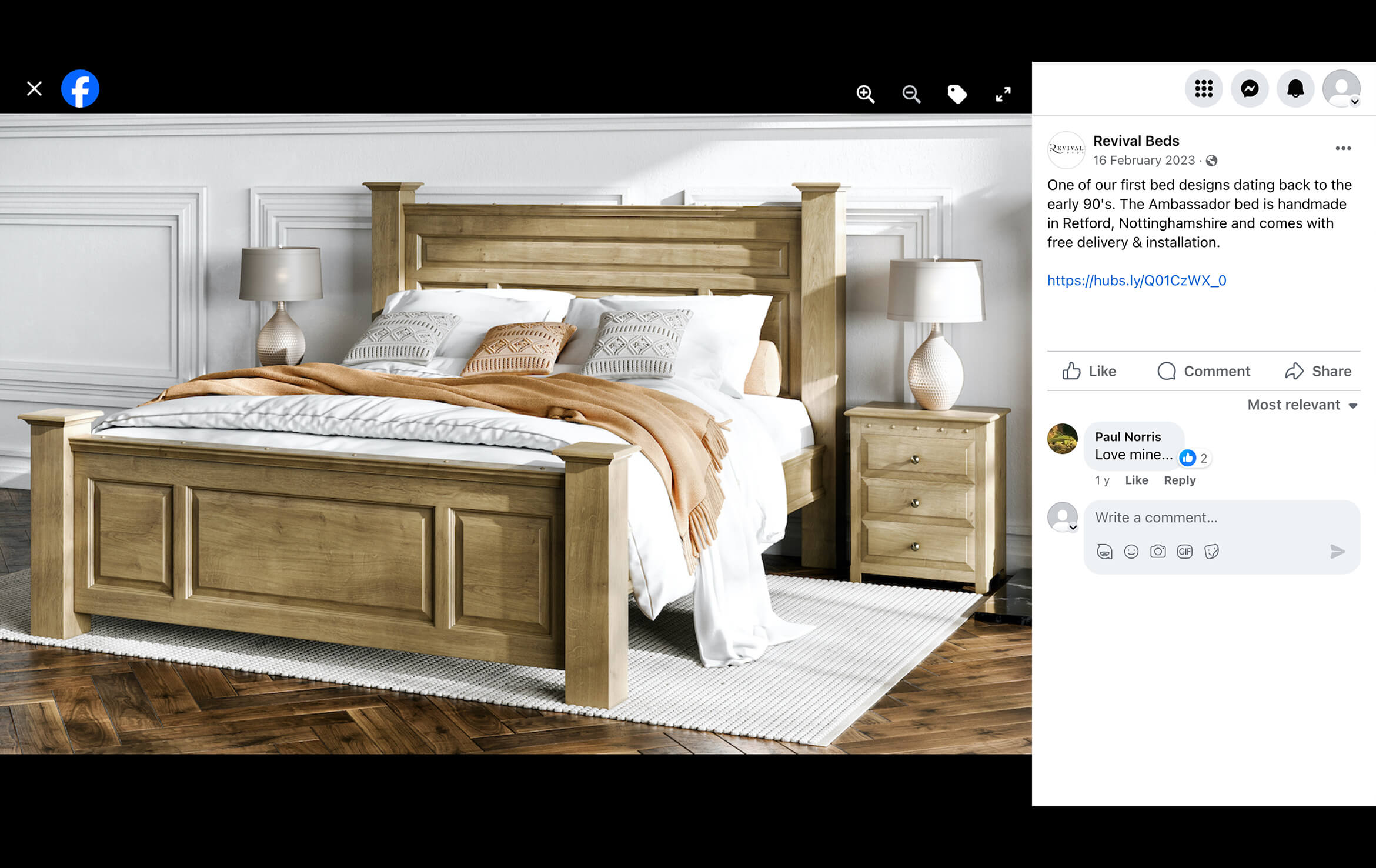 Bedroom Furniture Rendering for a Revival Beds' FB Page