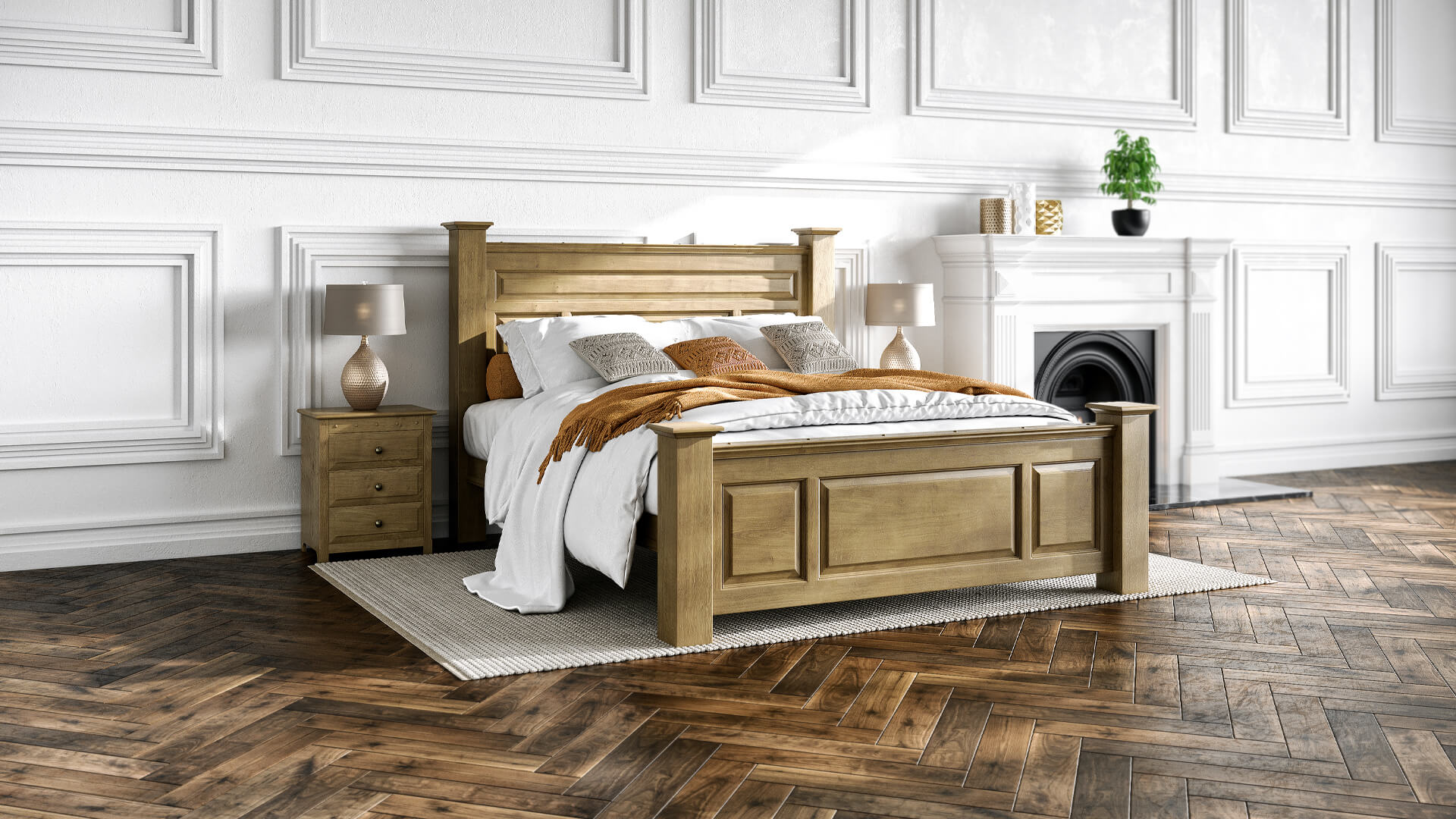 Wooden Bed Lifestyle CGI