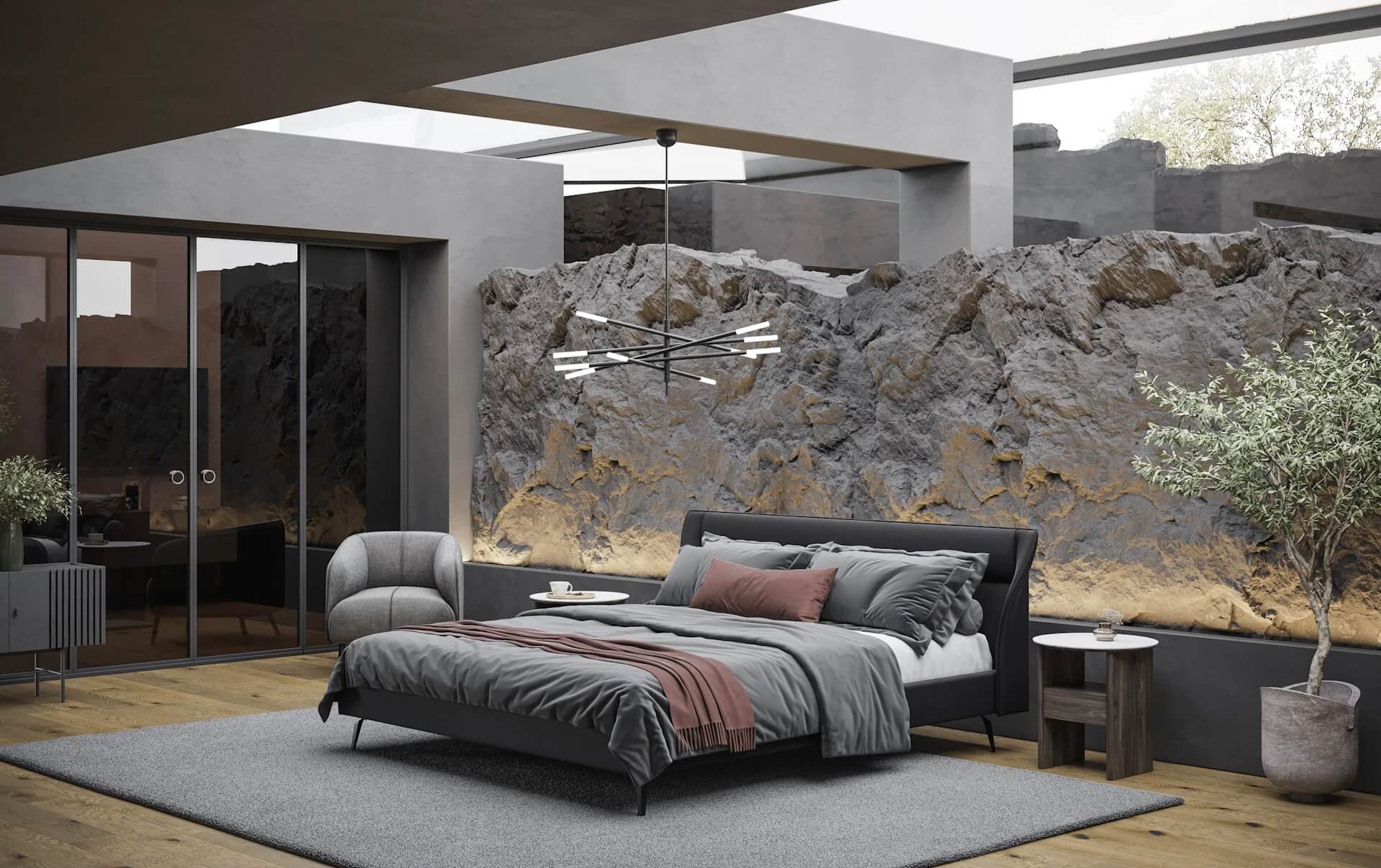 Lifestyle Bedroom Image: Incorporating Finishes 3D Rendering